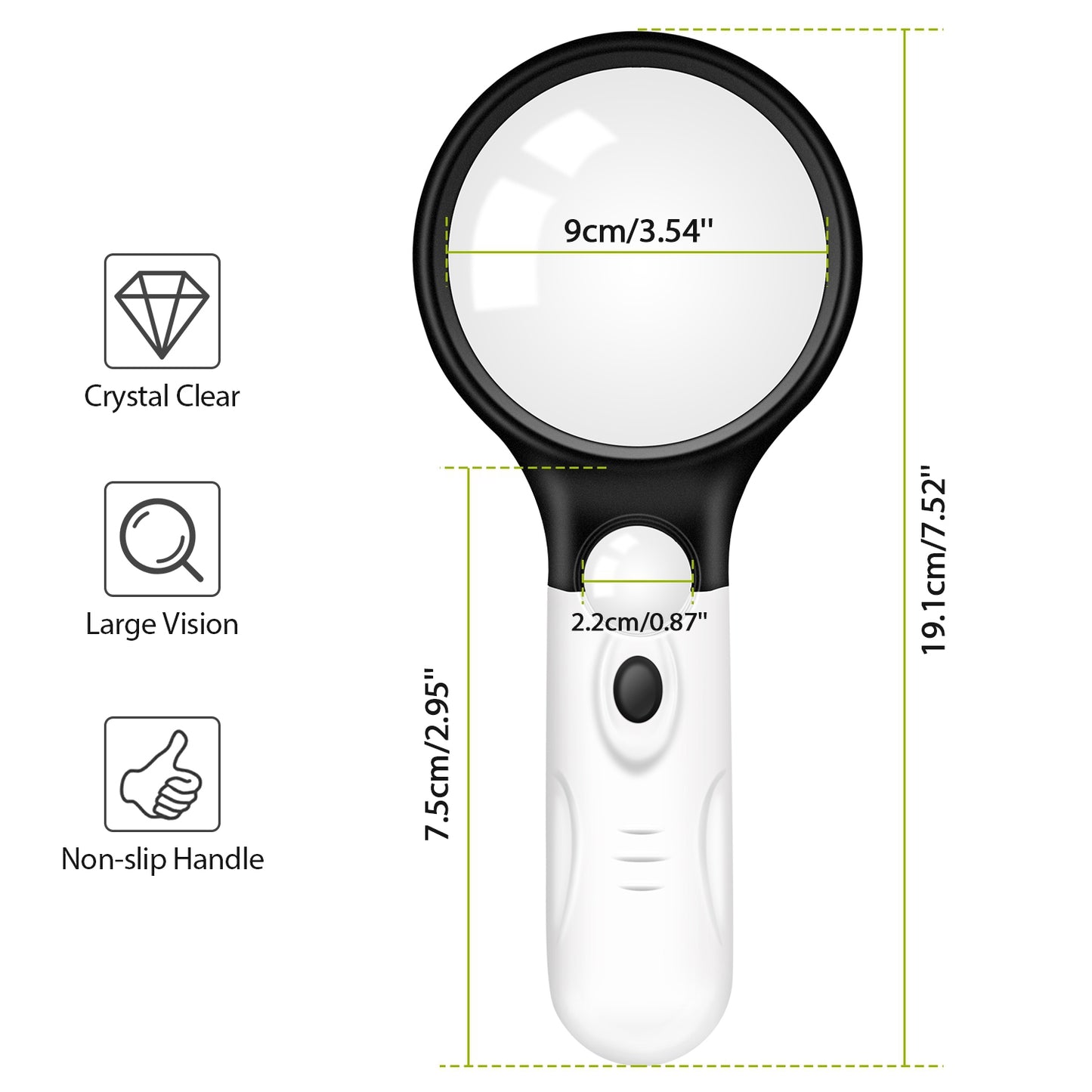 LED Illuminated Magnifying Glass 45X 3X Handheld Magnifie