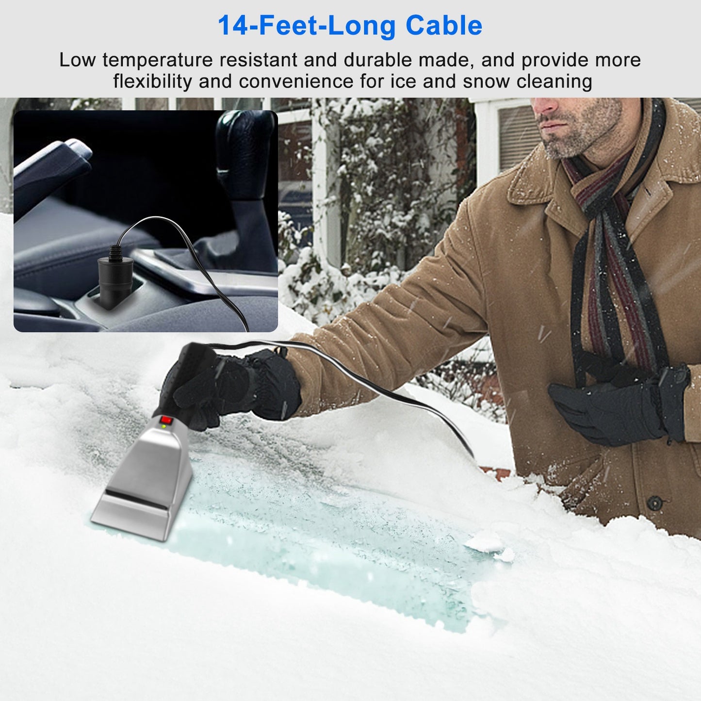 12V Car Electric Heated Ice Snow Scraper Window Ice Remover
