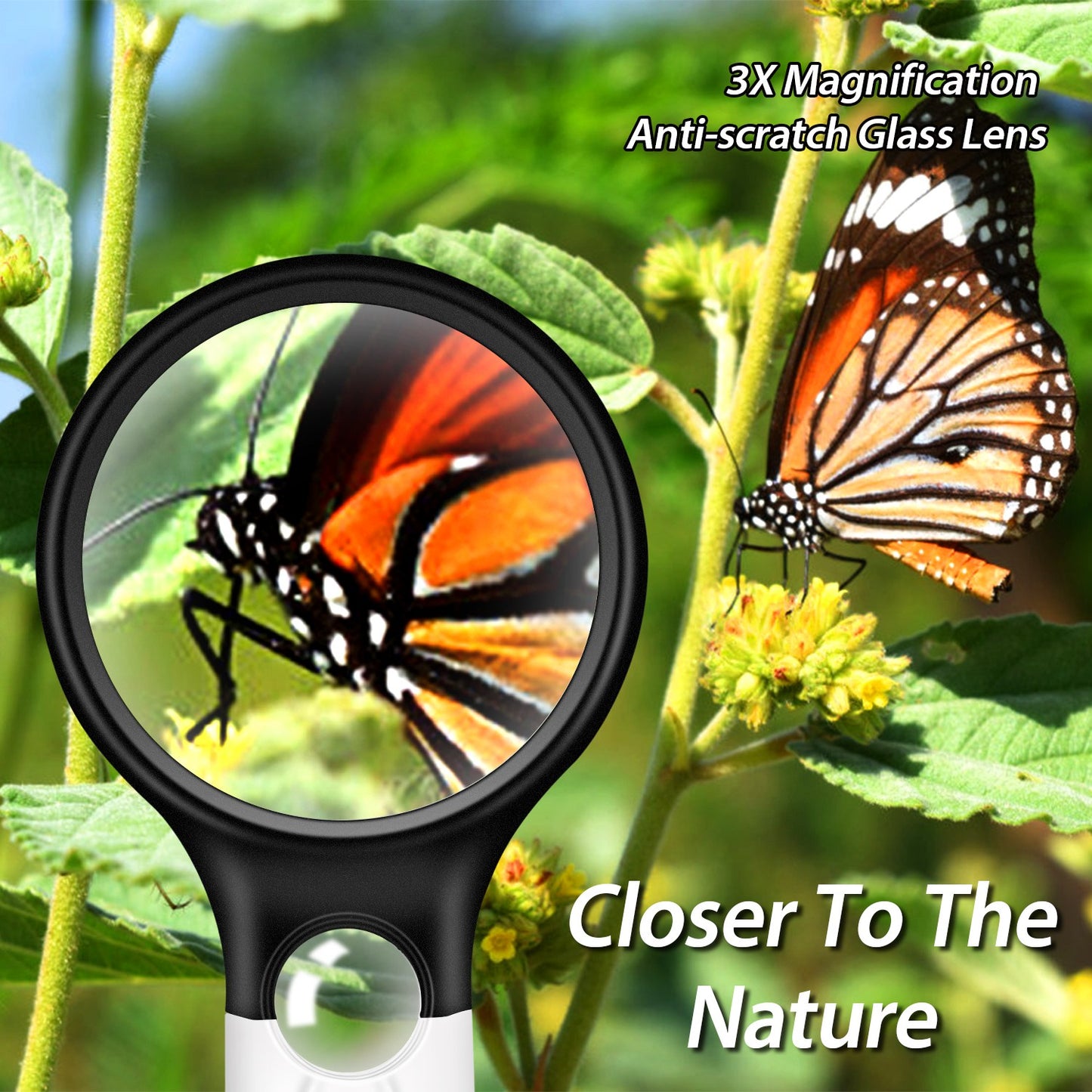 LED Illuminated Magnifying Glass 45X 3X Handheld Magnifie