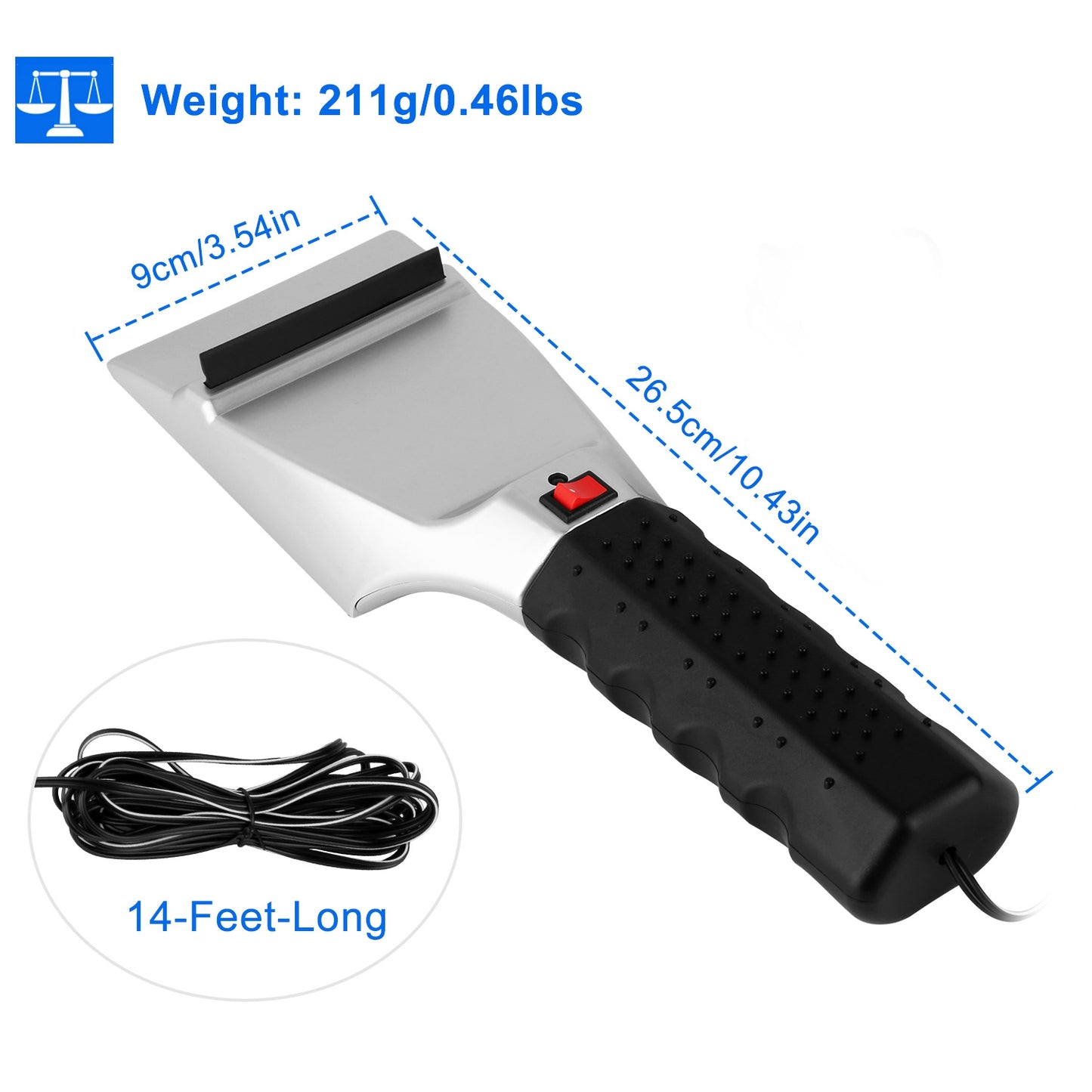 12V Car Electric Heated Ice Snow Scraper Window Ice Remover