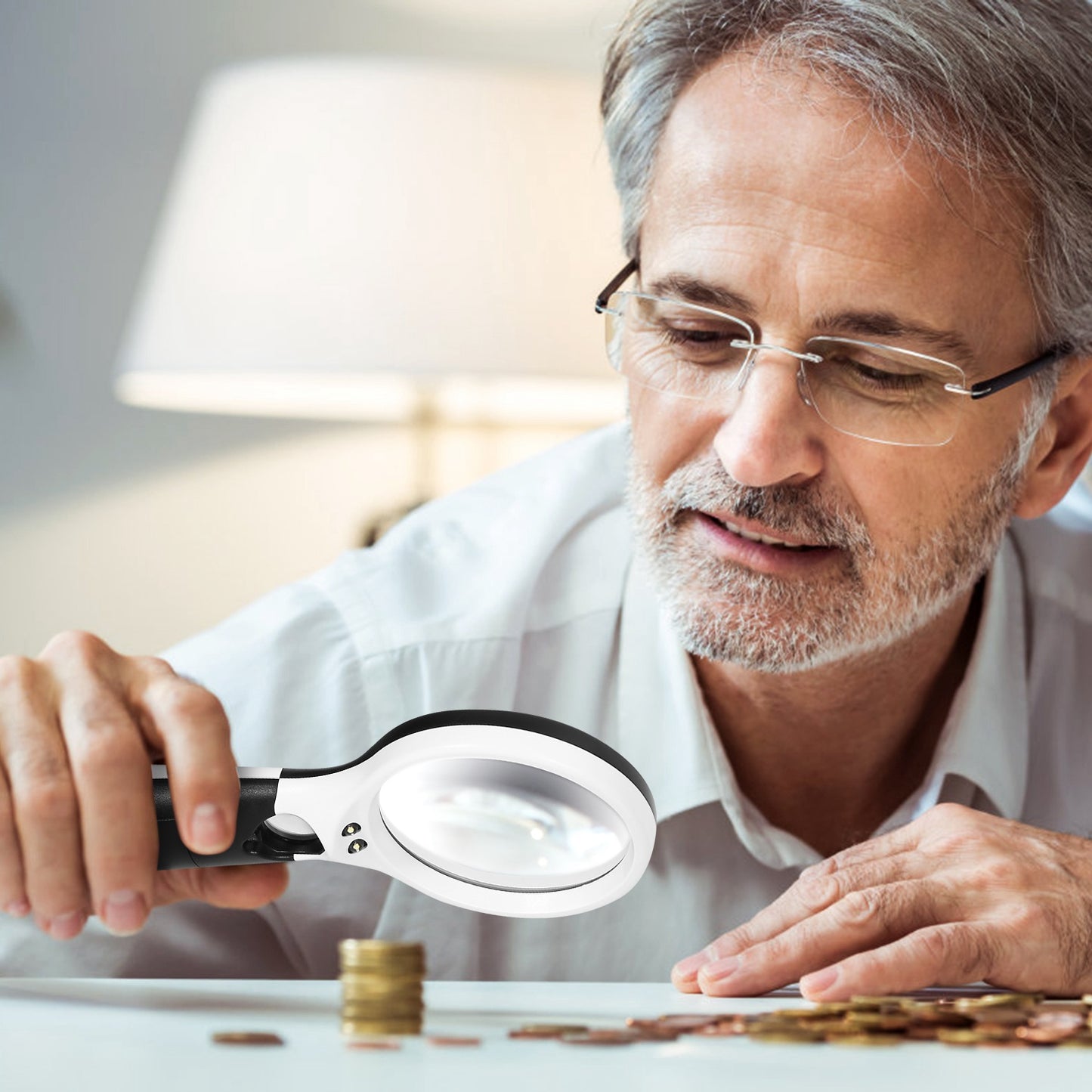 LED Illuminated Magnifying Glass 45X 3X Handheld Magnifie