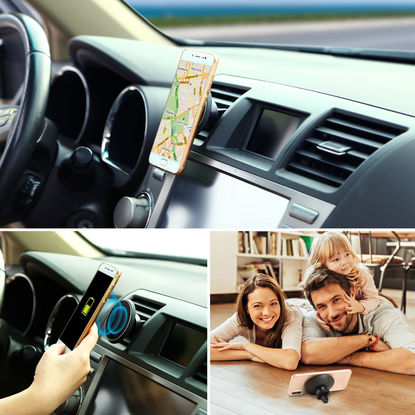 Qi Wireless Car Charger Magnetic Car Phone Charger 5W Charging Pad Air Vent