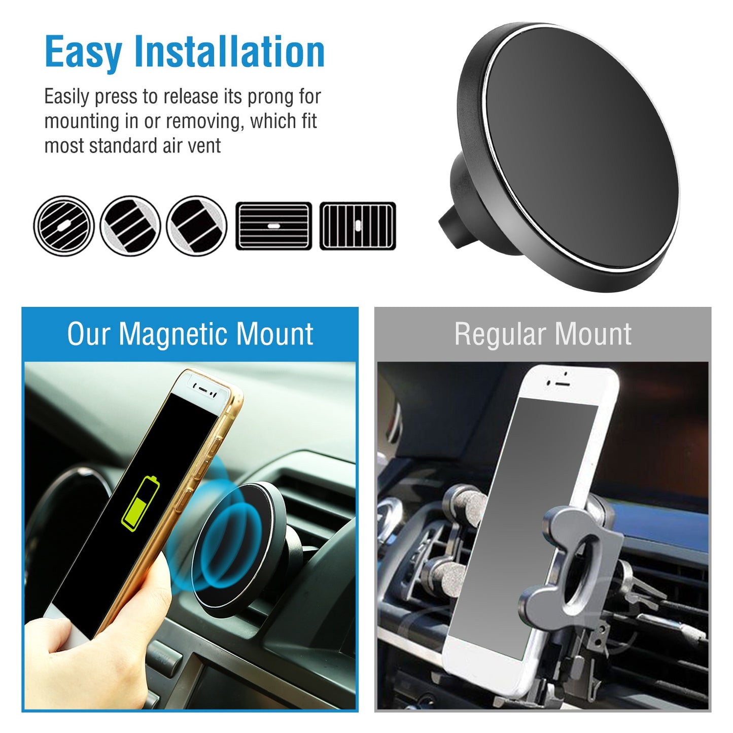 Qi Wireless Car Charger Magnetic Car Phone Charger 5W Charging Pad Air Vent