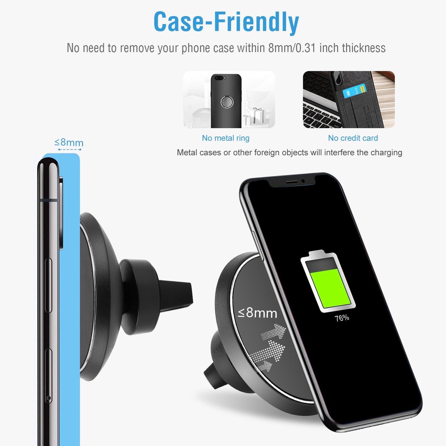 Qi Wireless Car Charger Magnetic Car Phone Charger 5W Charging Pad Air Vent