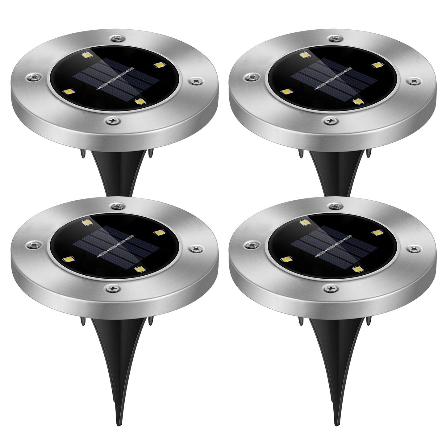 4pcs Solar Ground Light Waterproof Buried Light In-Ground Path Deck Lawn Patio Light
