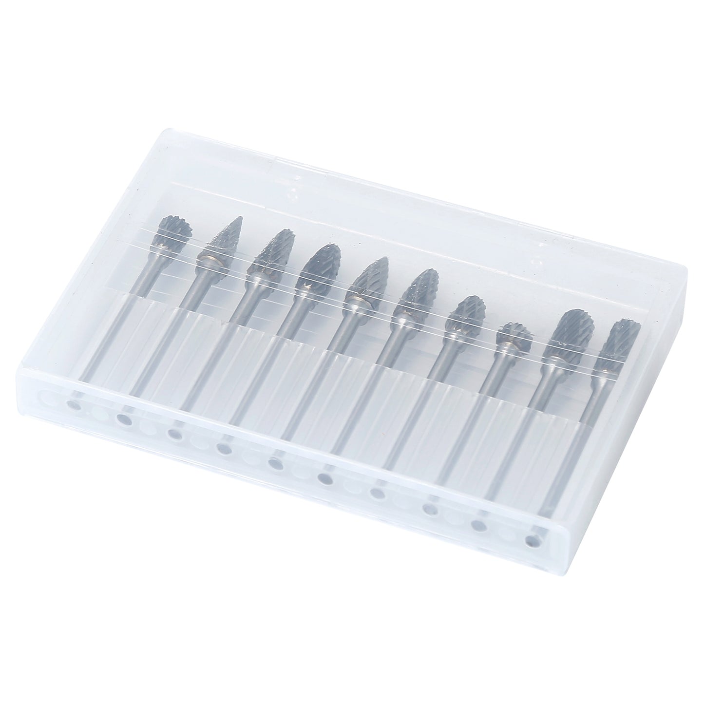 10Pcs Double Cut Carbide Rotary Die Grinder Bit Set 1/8in Shank 1/4in Head Fit for Dremel Grinder Drill DIY Wood Working Carving Metal