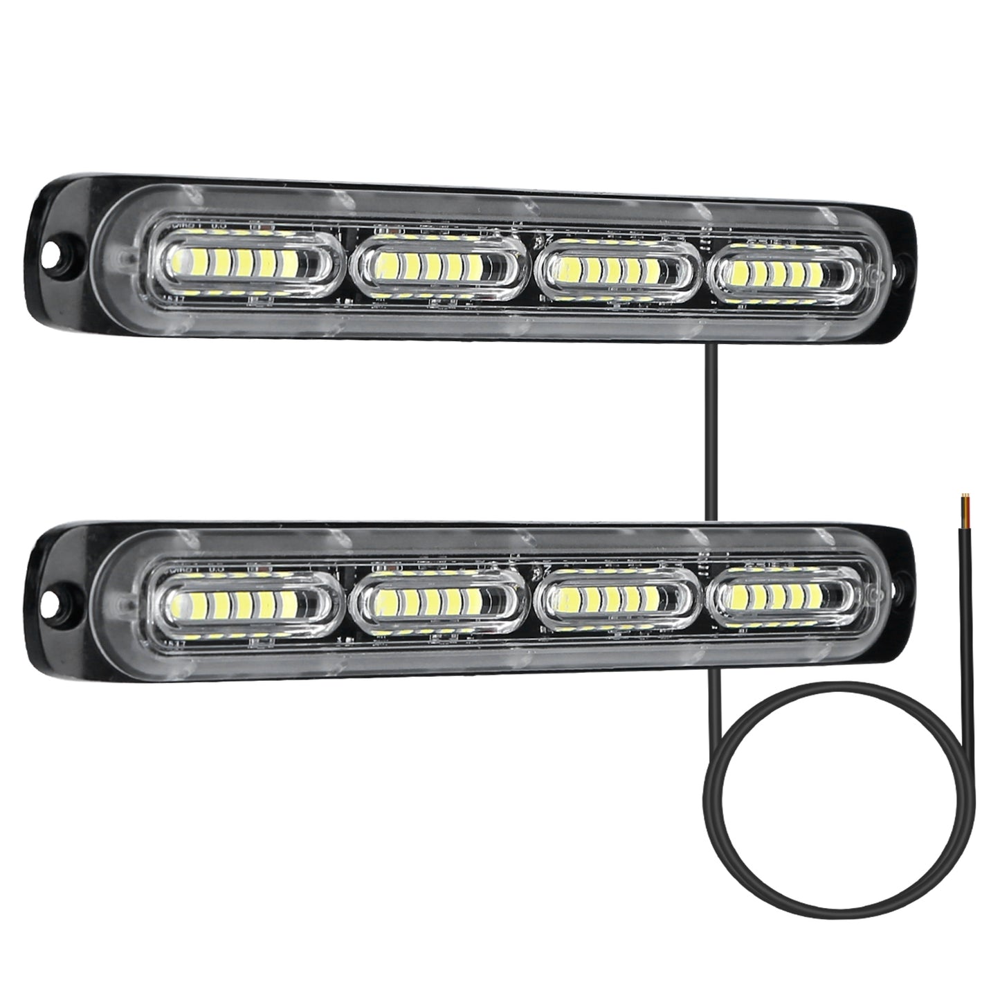 2Pcs LED White Light Bar 72W IPX4 Waterproof Work Light Pods Emergency Warning Light Bar w/ Flashing Cycling Lighting Mode for Car