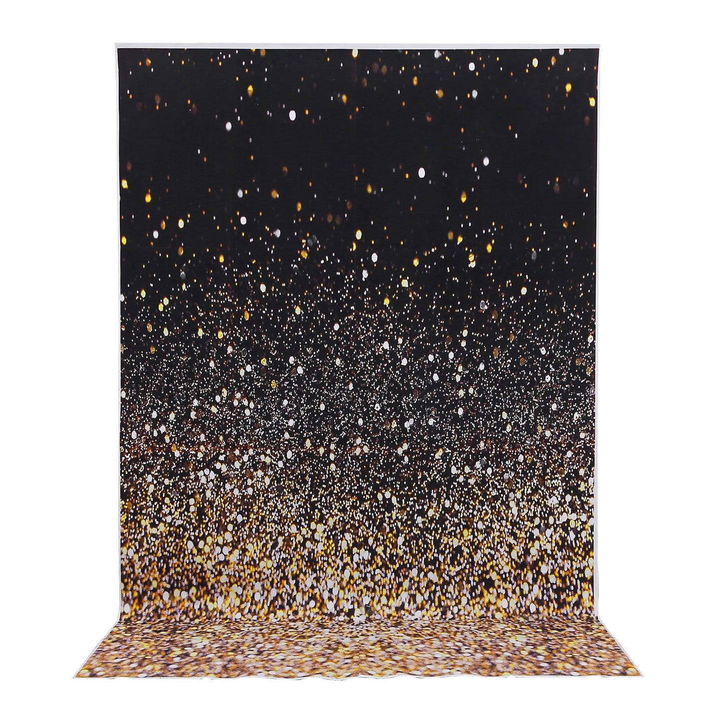 5x7FT Glitter Photo Backdrop Gradual Glitter Black Gold Bokeh Spots Photography Background