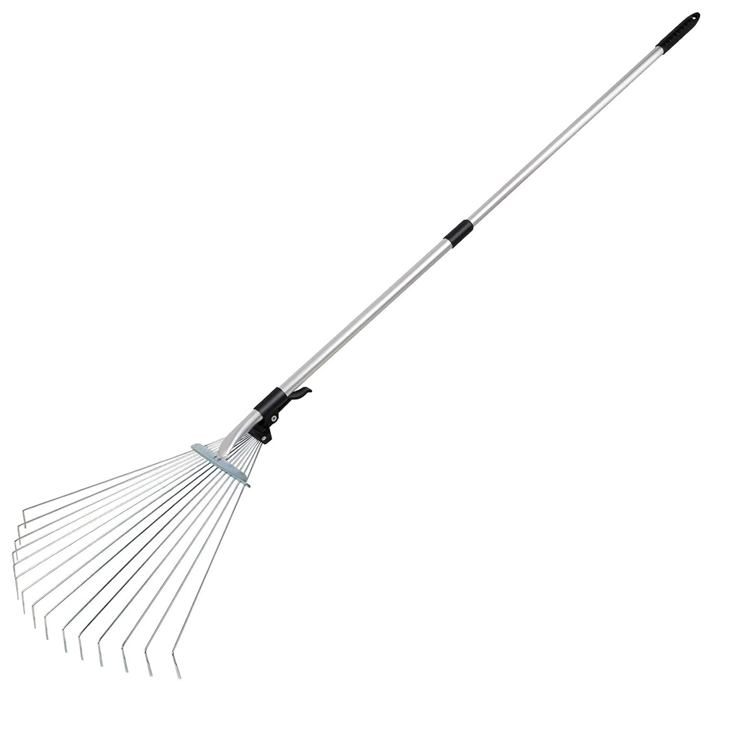 63in Adjustable Garden Leaf Rake 15 Teeth Expanding Stainless Steel Rake For Quick Clean Lawn Yard Garden w/ 7-21inch Teeth Width Folding