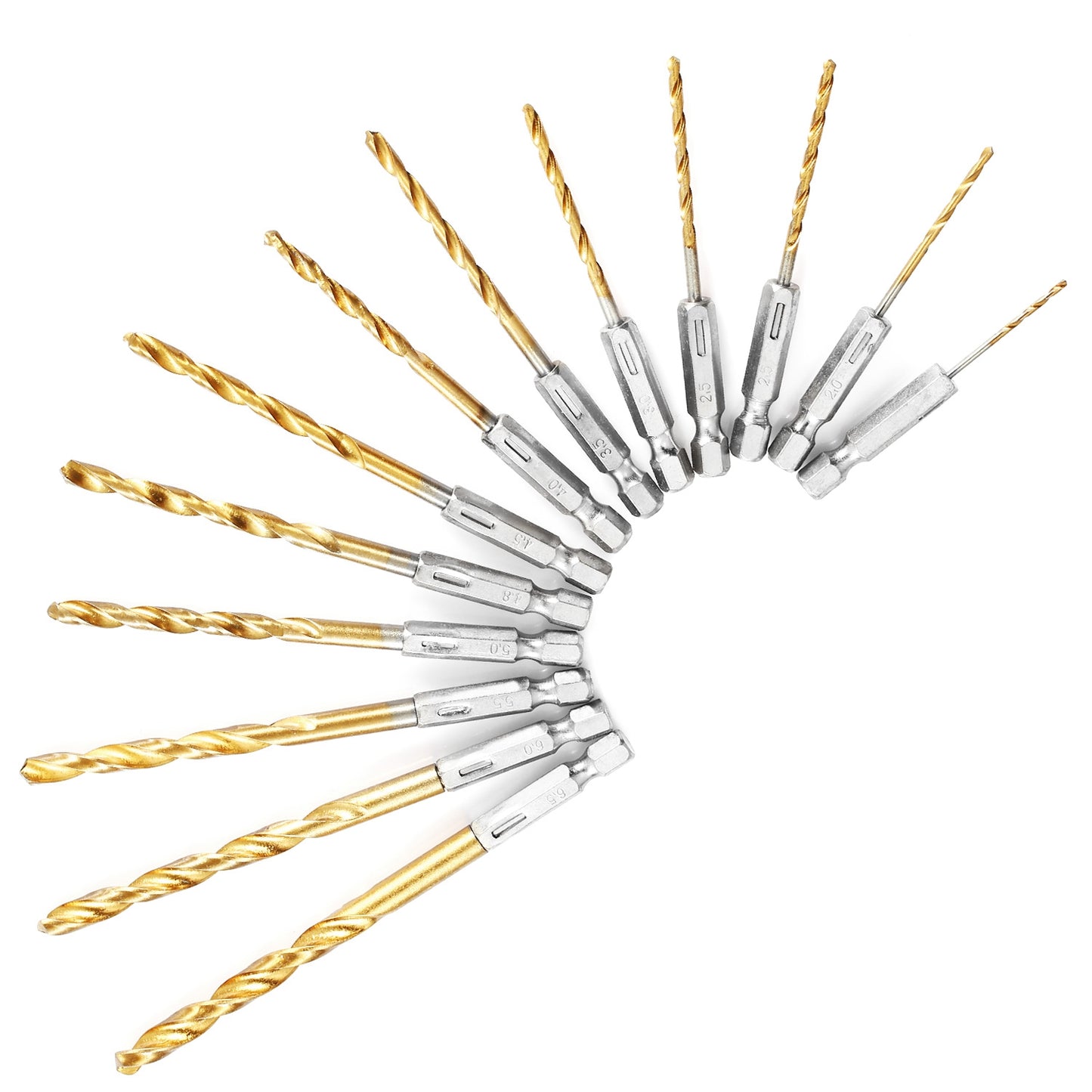 13 Pcs Hex Shank Drill Bit Set Titanium Coated Twist Drill Set