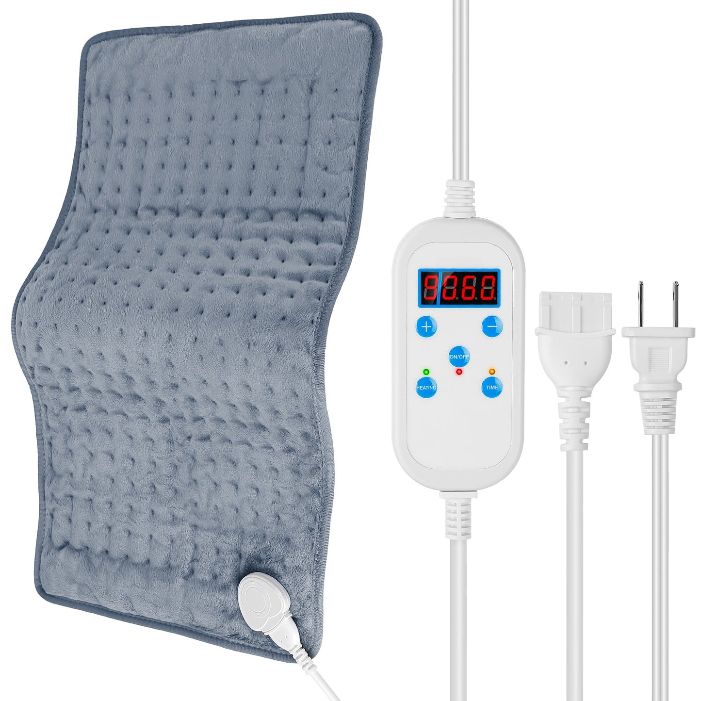 22.8x11.4” Electric Heating Pad for Shoulder Neck Back Spine Legs Feet Pain Relief w/ 9 Temperature Levels 4 Timer Modes