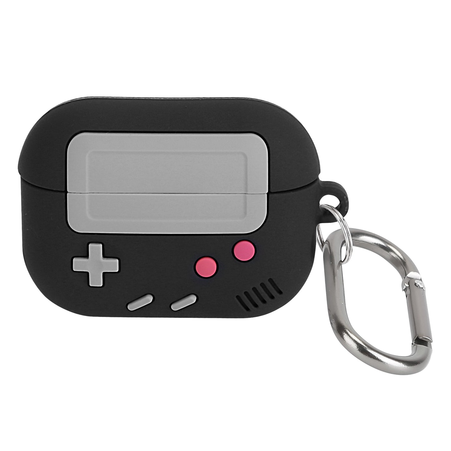 Silicone Protective Case Fit for Airpod Pro Full Protective Cover Shock-Absorbing w/ Carabiner Black
