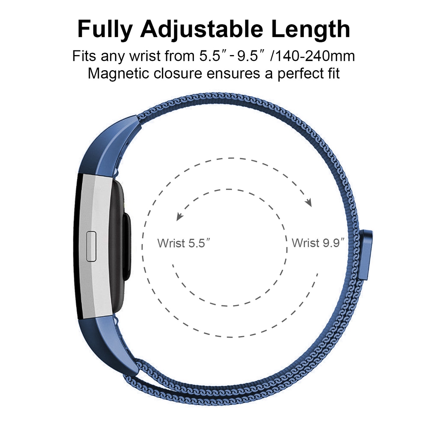 Stainless Steel Mesh Milanese Loop Band for Fitbit Charge 2