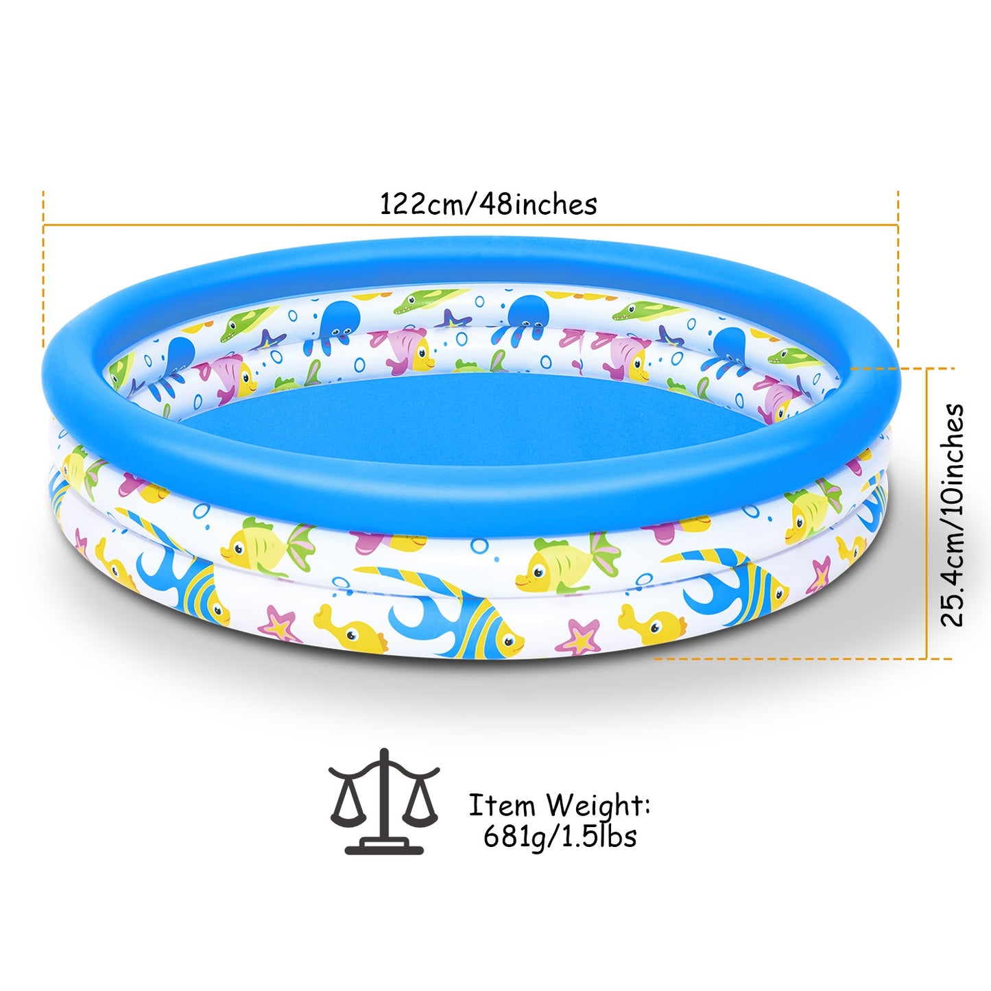 48x10in Inflatable Swimming Pool Blow Up Family Pool For 2 Kids