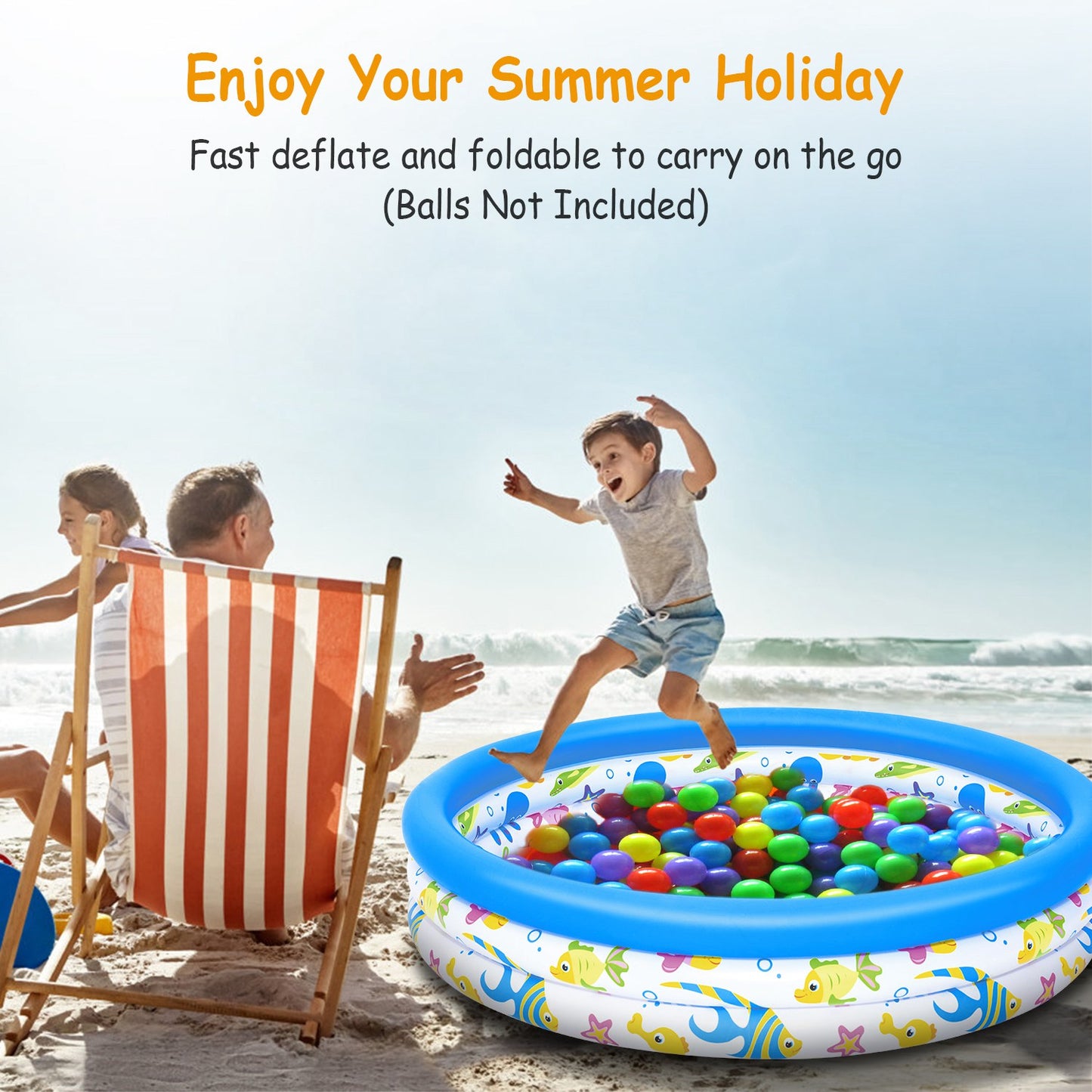 48x10in Inflatable Swimming Pool Blow Up Family Pool For 2 Kids
