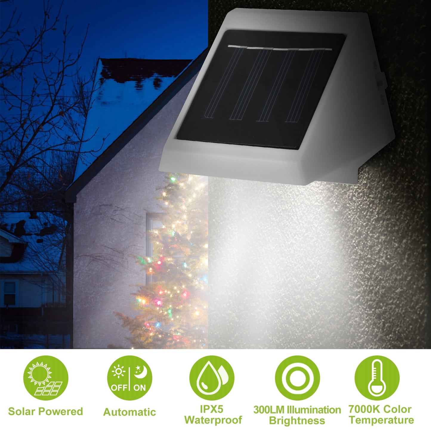 LED Solar Powered Stair Lights Dusk-To-Dawn Waterproof Garden Pathway