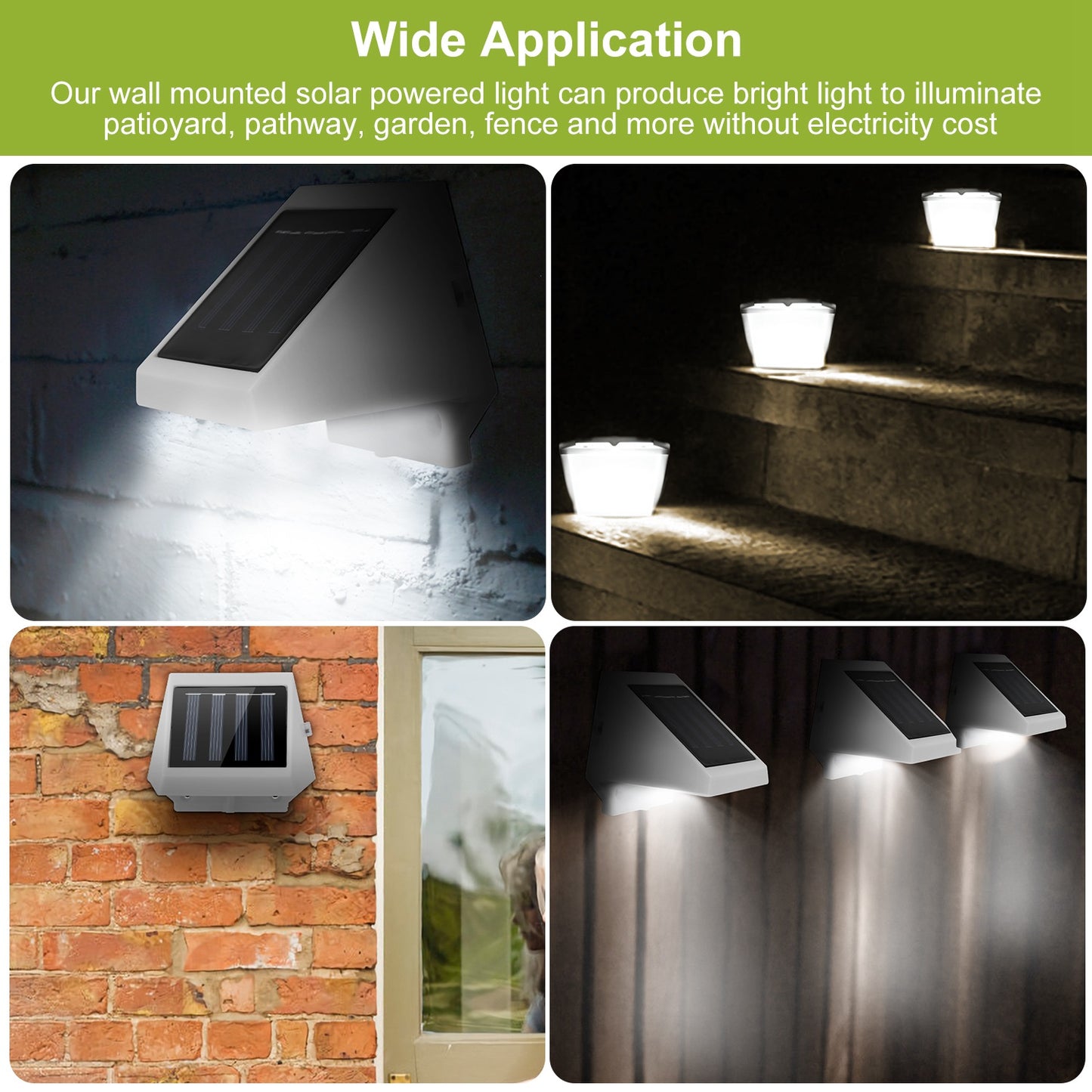 LED Solar Powered Stair Lights Dusk-To-Dawn Waterproof Garden Pathway