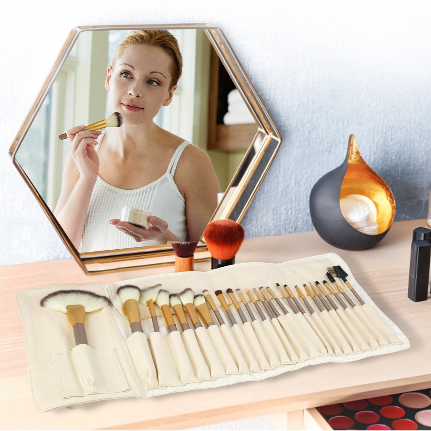 24Pcs Makeup Brushes Set Eye Shadows Face Foundation Brushes Cruelty-Free