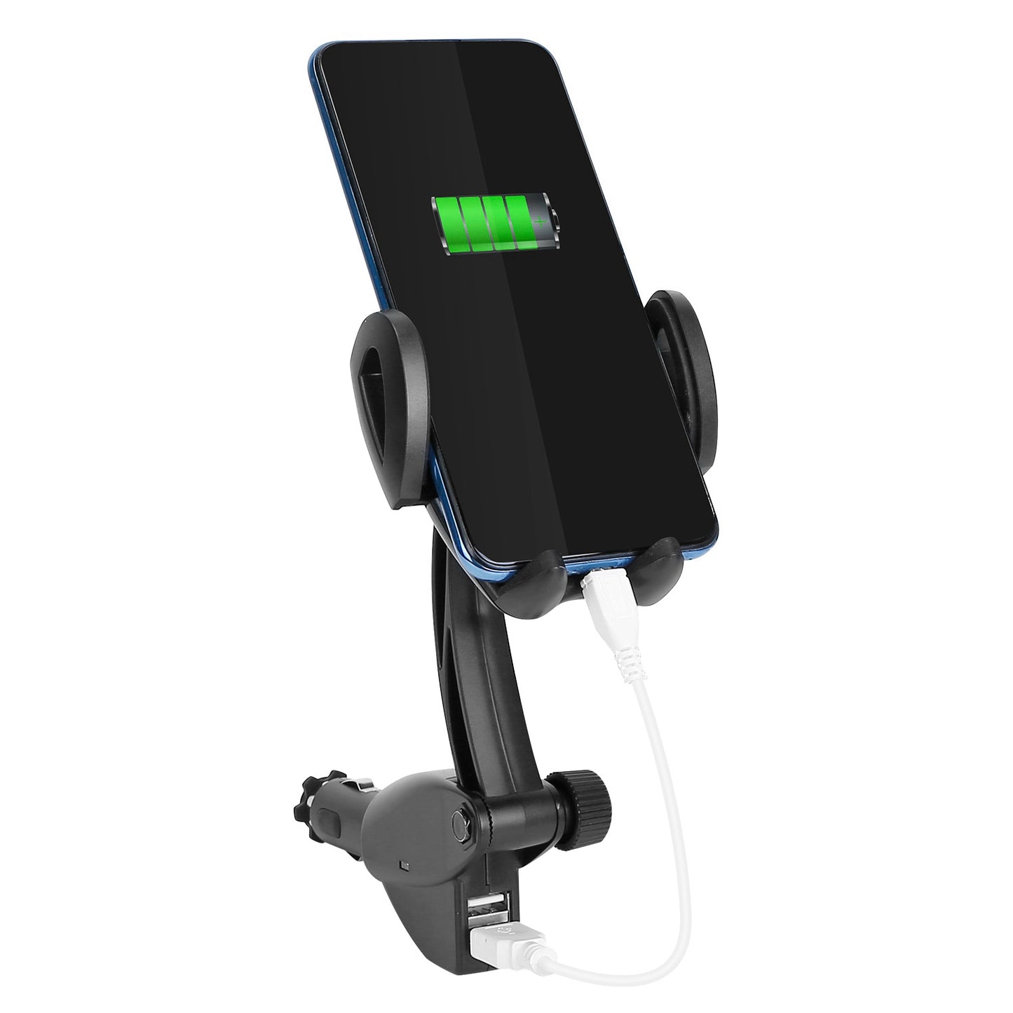 360 Degree Rotation Car Phone Mount 3.1A Dual USB Cigarette Lighter