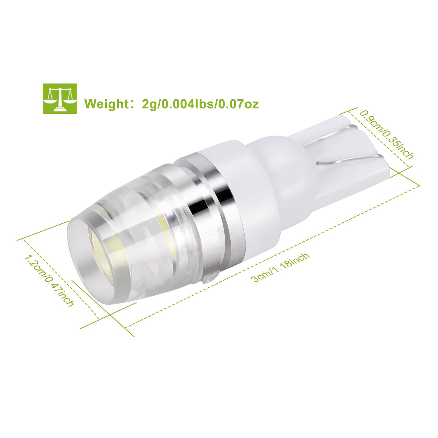 10PCS T10 LED Bulbs 194 LED Lights 12V 1W 5730 Xenon White Wedge Base LED Replacement Bulbs