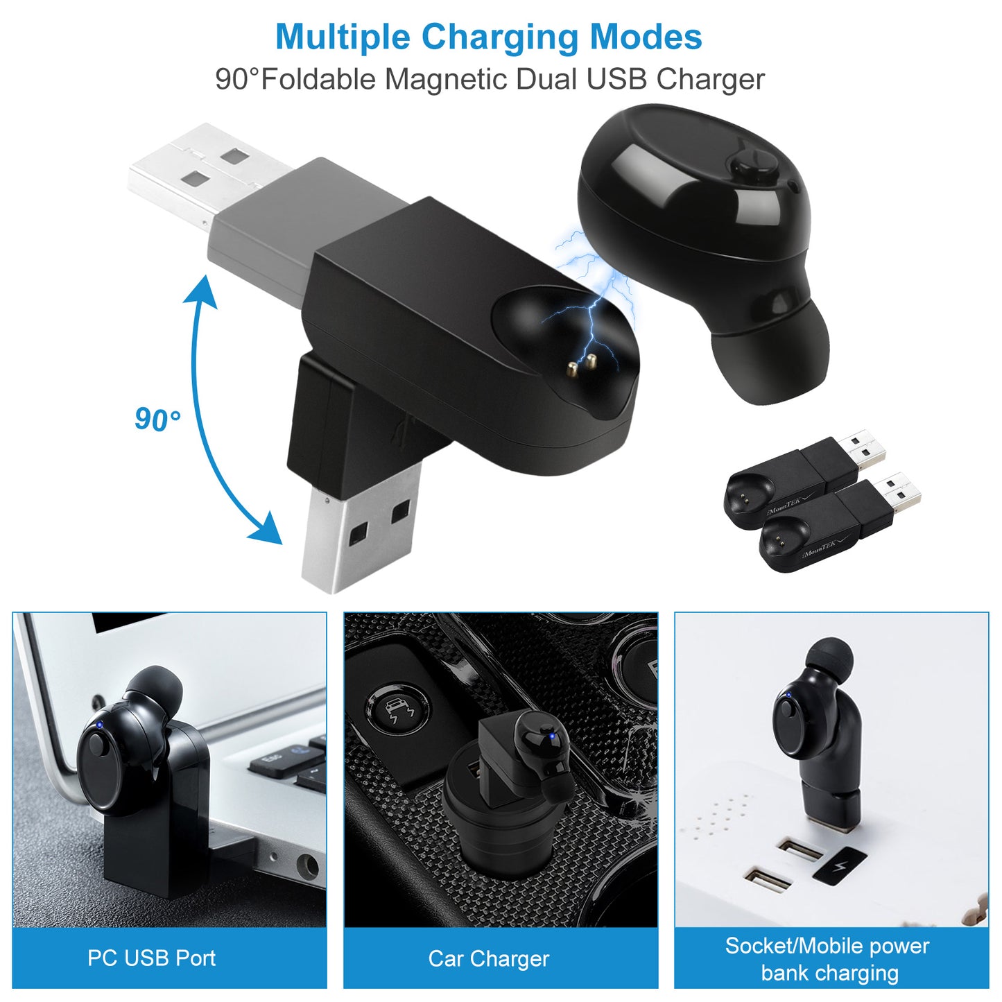 Wireless Single Earbud Wireless 4.1 Magnetic Charging In-ear Earpiece 6 Hours Working