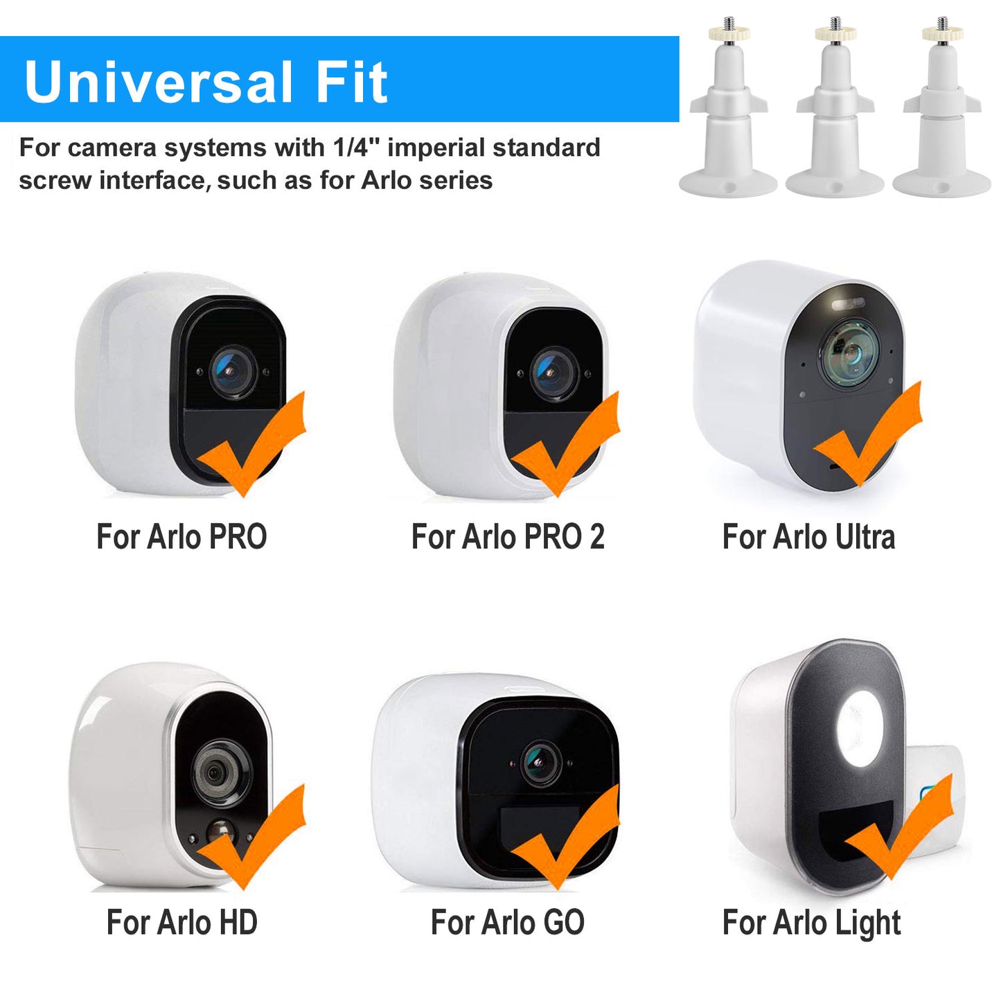 3 Packs Security Camera Wall Mount for Arlo 360 Degree Adjustable Camera Holder