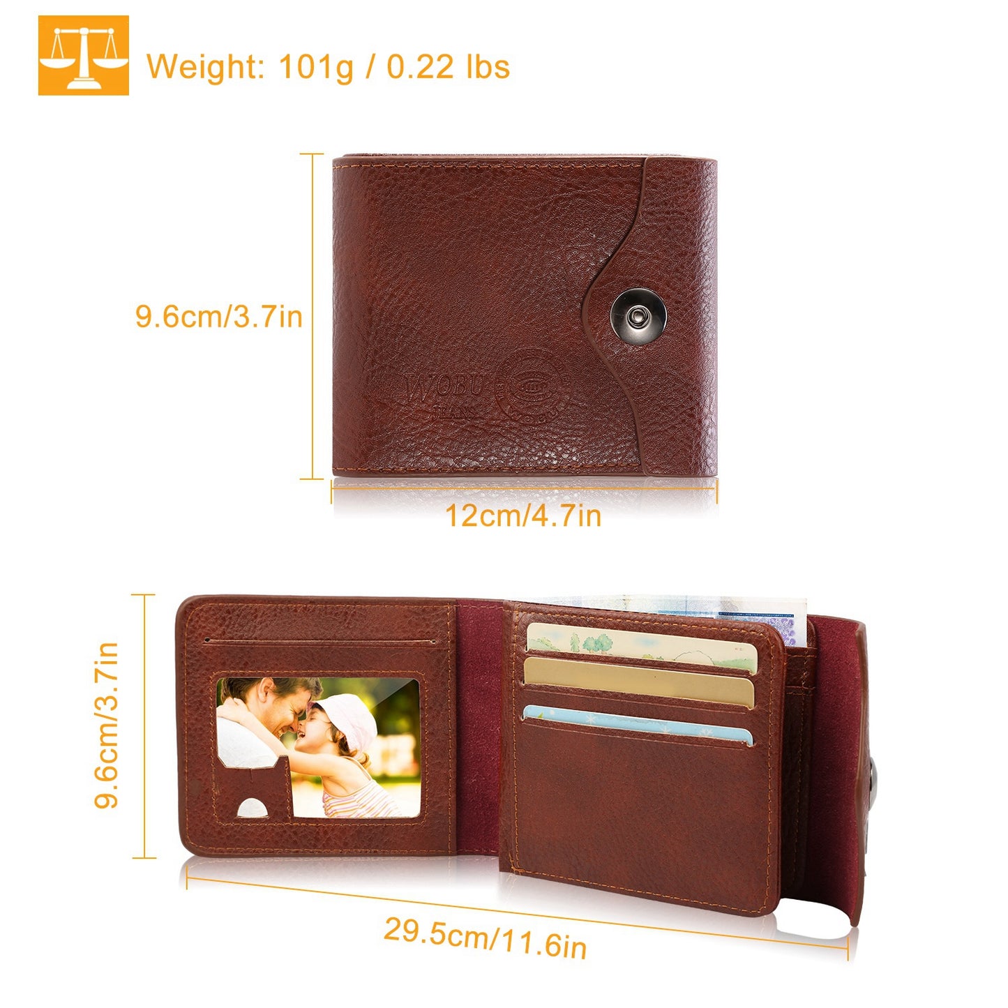 Men Wallet PU Leather Bifold Purse Slim RFID Blocking Card Holder Cases
