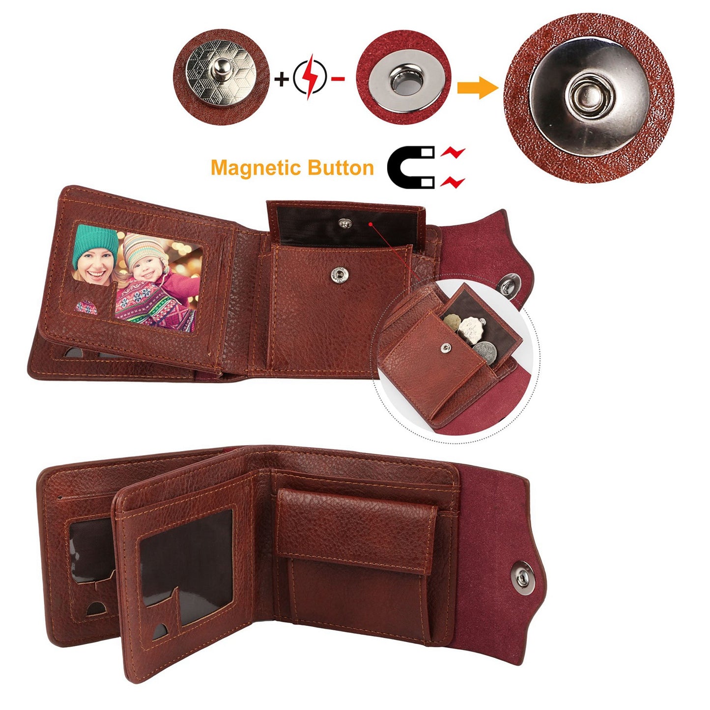 Men Wallet PU Leather Bifold Purse Slim RFID Blocking Card Holder Cases