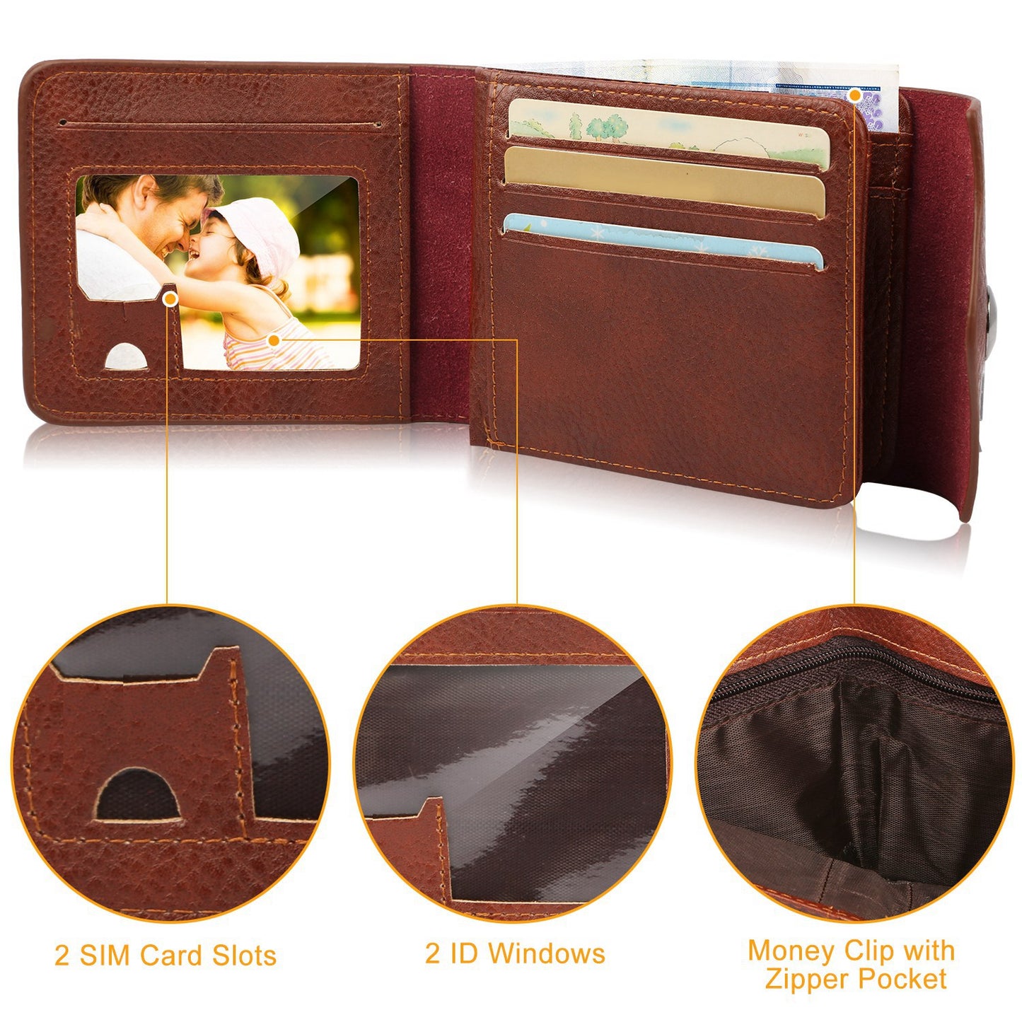 Men Wallet PU Leather Bifold Purse Slim RFID Blocking Card Holder Cases
