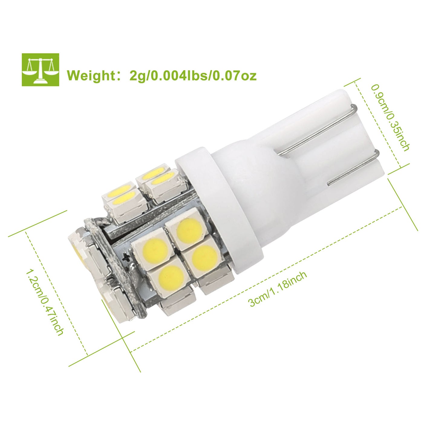 10Pcs 12V T10 LED Light Bulb Wedge Base Interior Dome Map LED Lights
