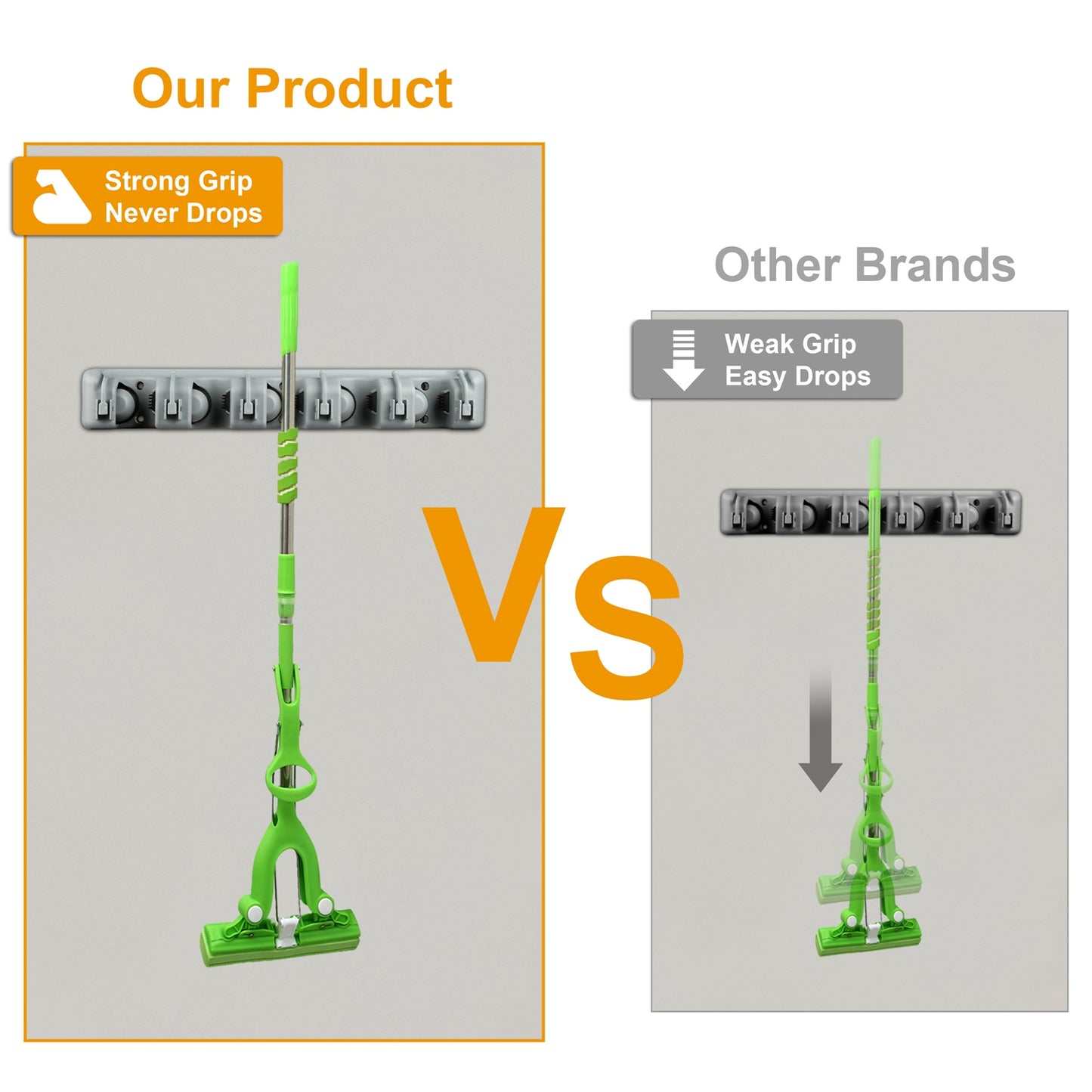 Mop Holder Wall Mount Mop Broom Holder Mop Hanger Organizer Storage Rack