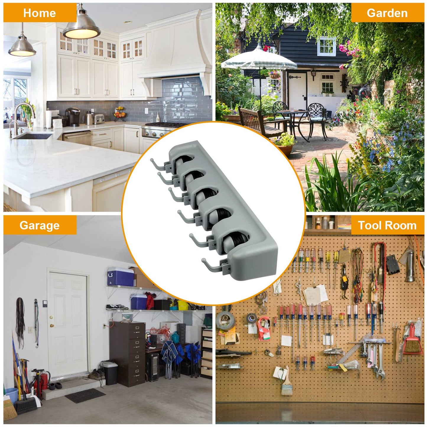 Mop Holder Wall Mount Mop Broom Holder Mop Hanger Organizer Storage Rack