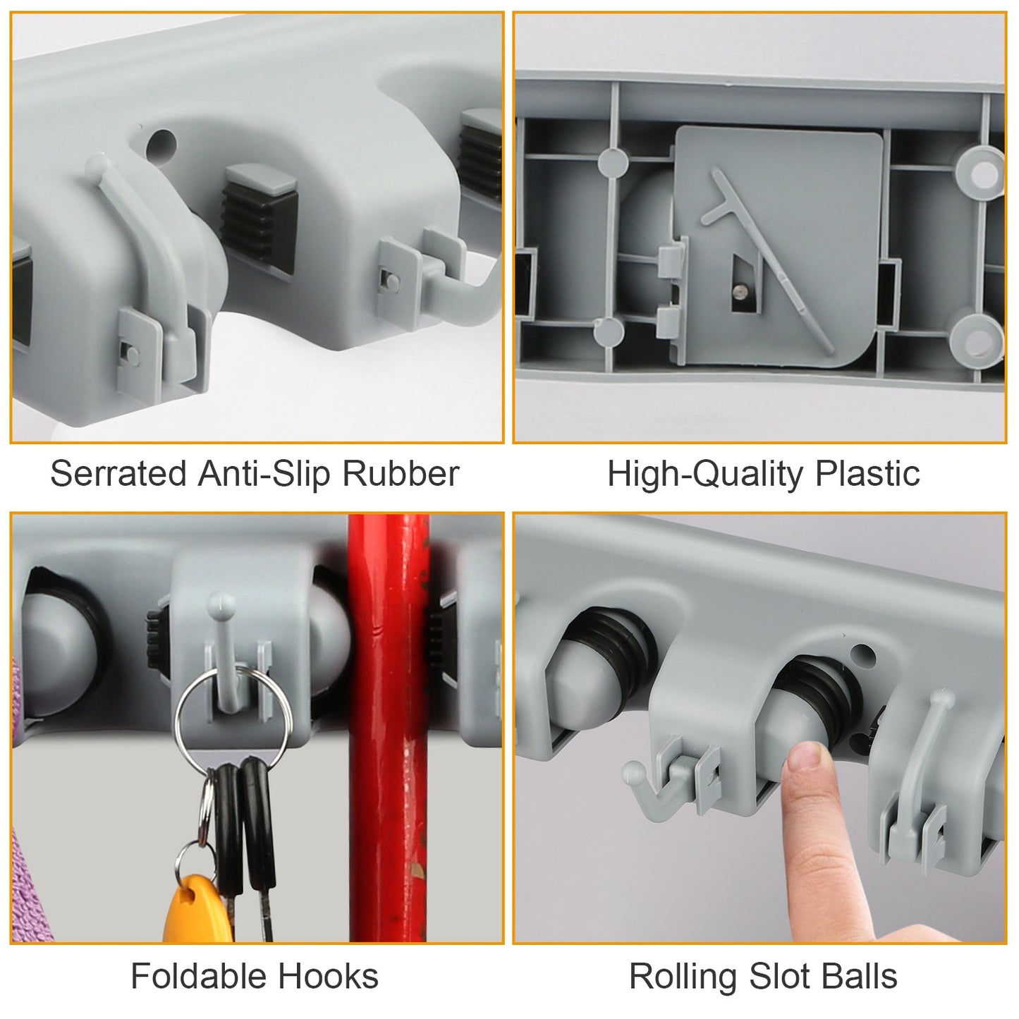 Mop Holder Wall Mount Mop Broom Holder Mop Hanger Organizer Storage Rack