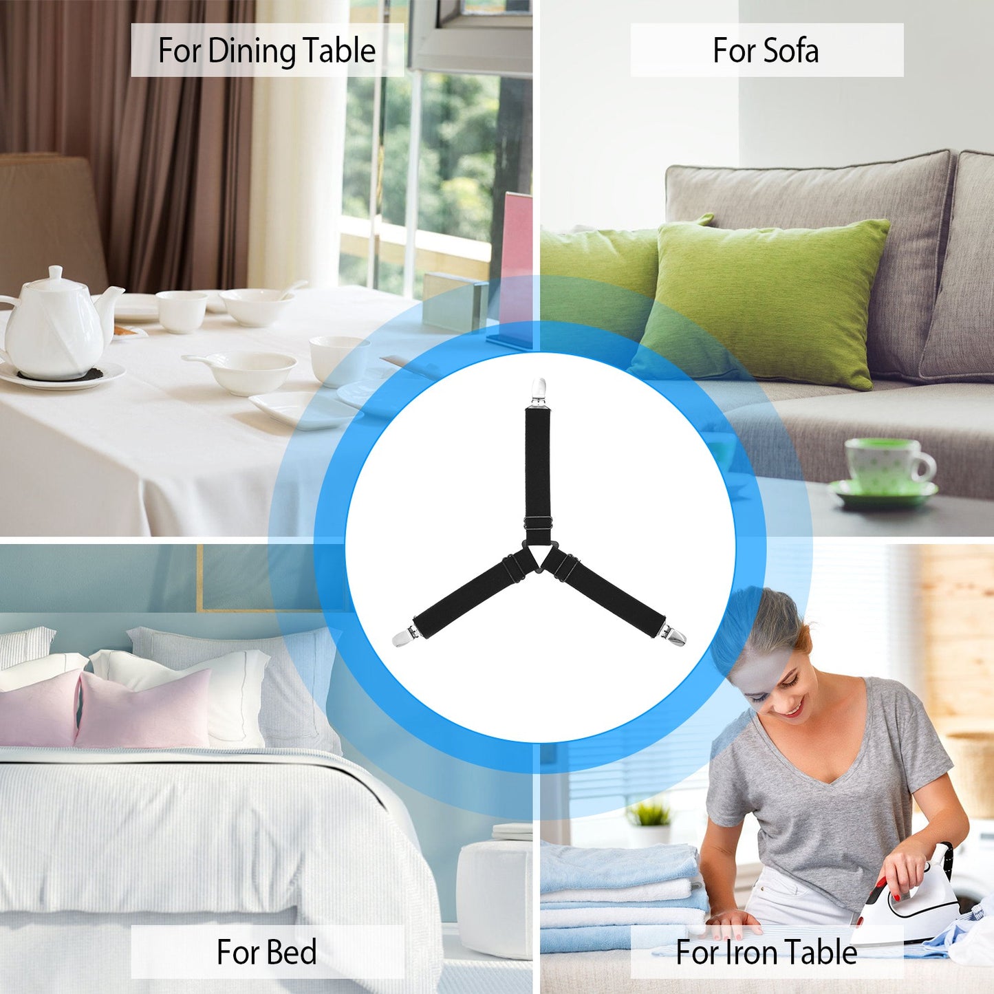 4Pcs Bed Sheet Fastener Holder Triangle Mattress Suspender Straps