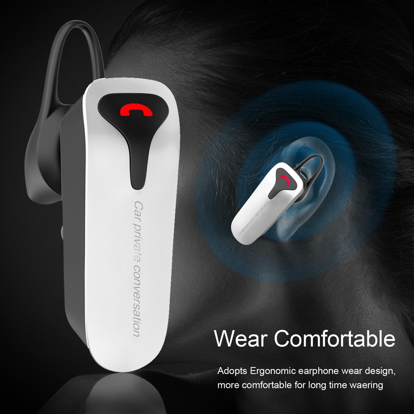 Car FM Transmitter w/ Wireless Earpiece 2 USB Charge Ports Hands-free Call