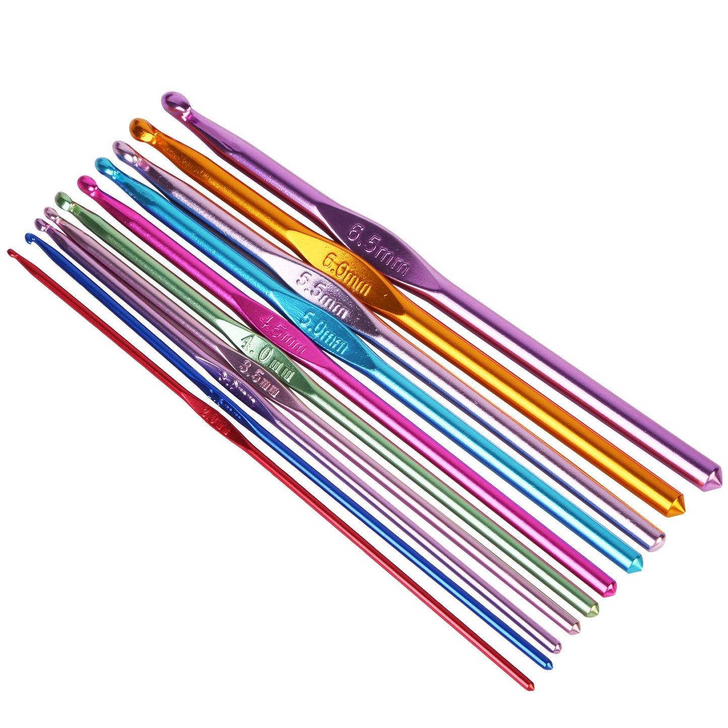 22Pcs Multi-Color Crochet Hook Needles Aluminum Handle Sewing Kit