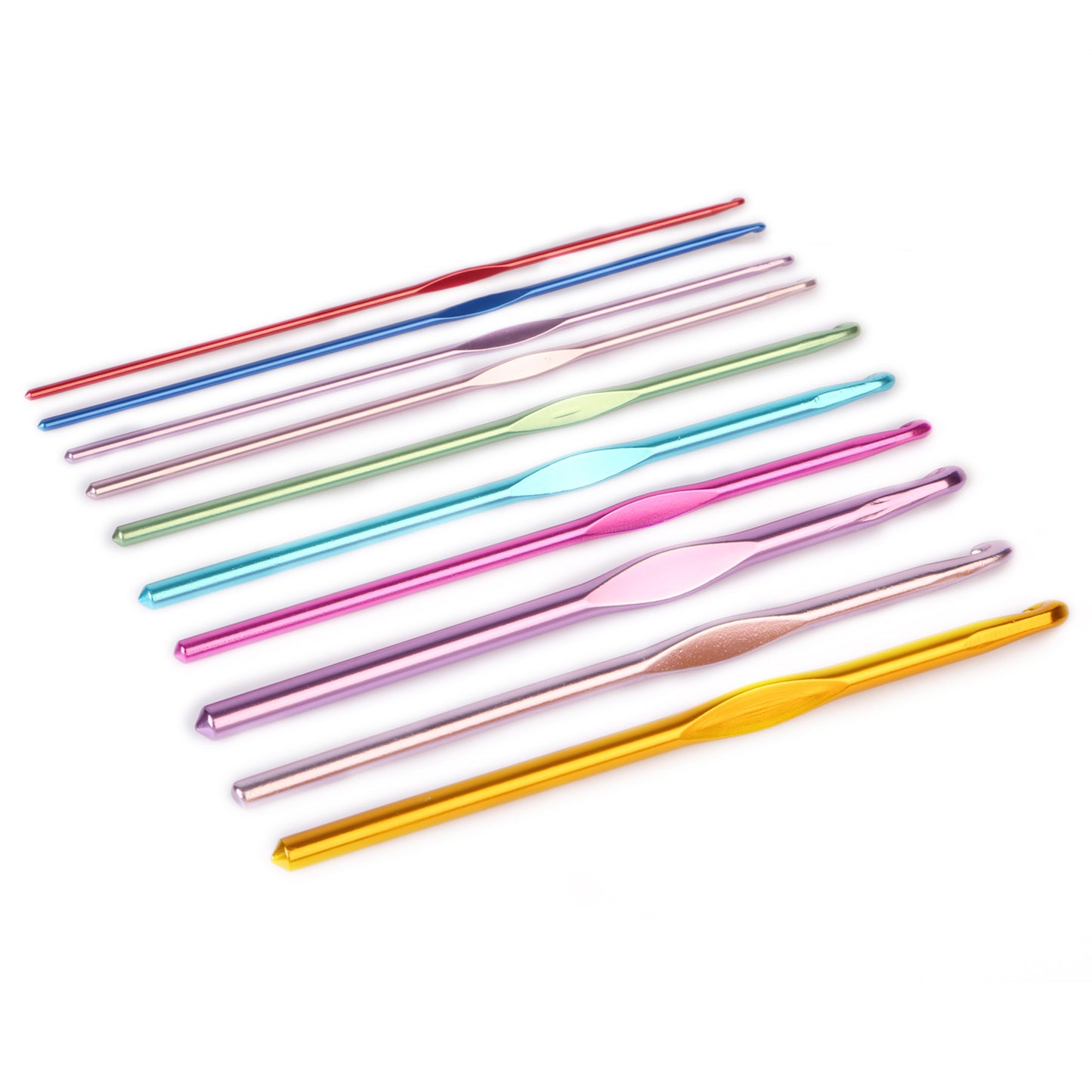 22Pcs Multi-Color Crochet Hook Needles Aluminum Handle Sewing Kit