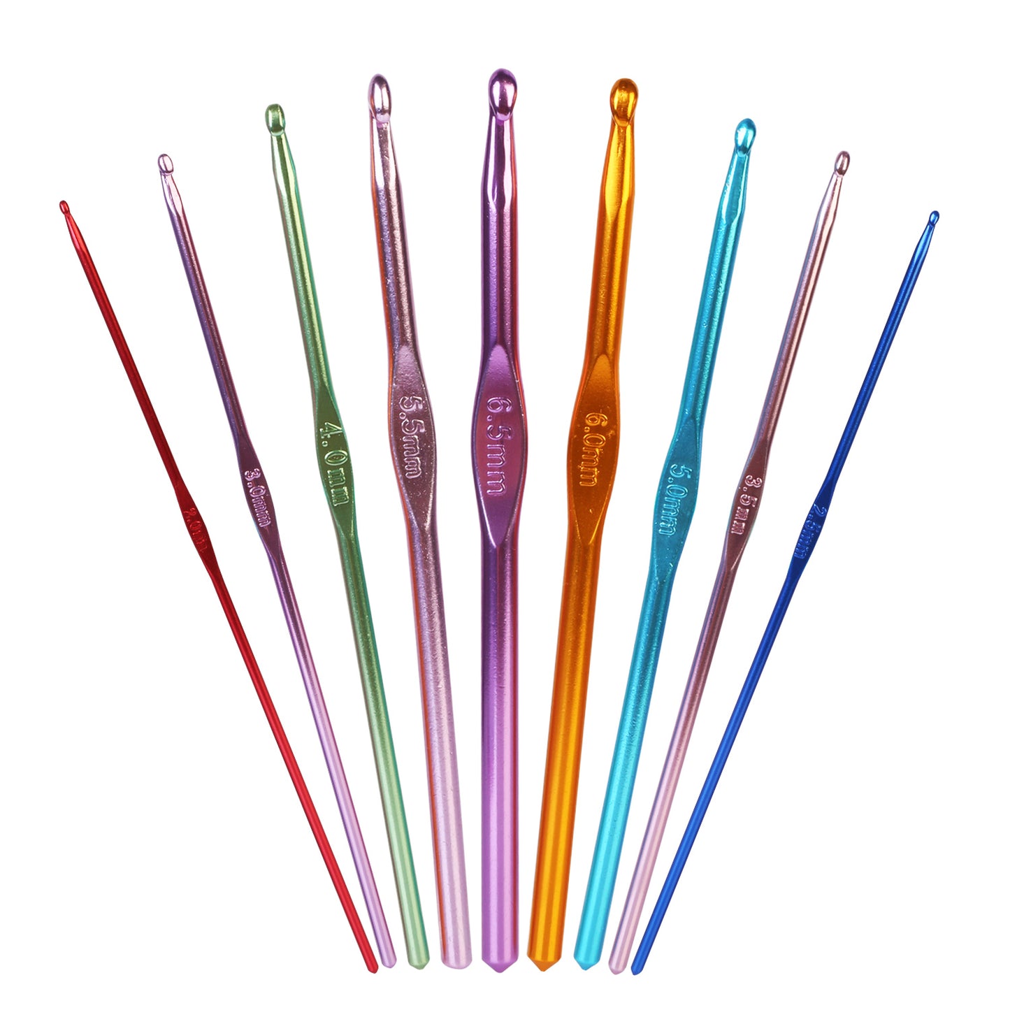 22Pcs Multi-Color Crochet Hook Needles Aluminum Handle Sewing Kit