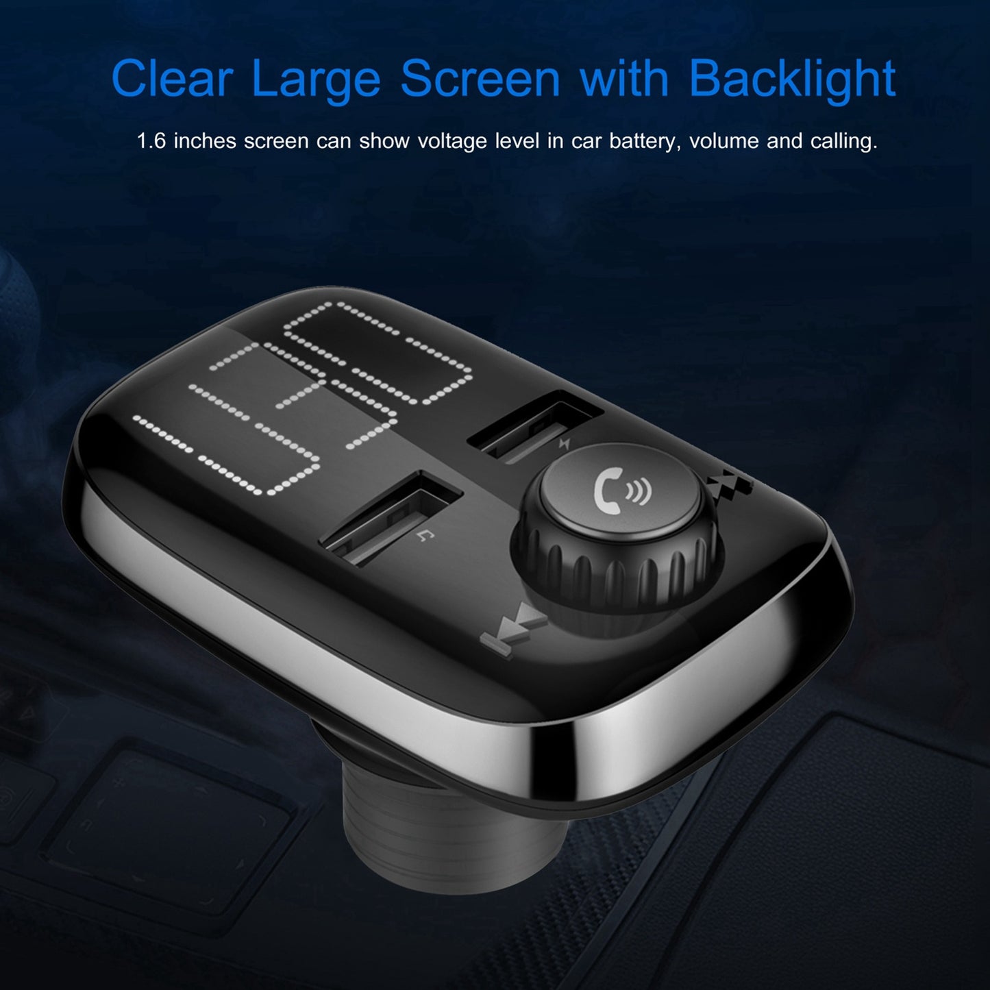 Car Wireless FM Transmitter Dual USB Charger Hand-Free Call MP3 Player