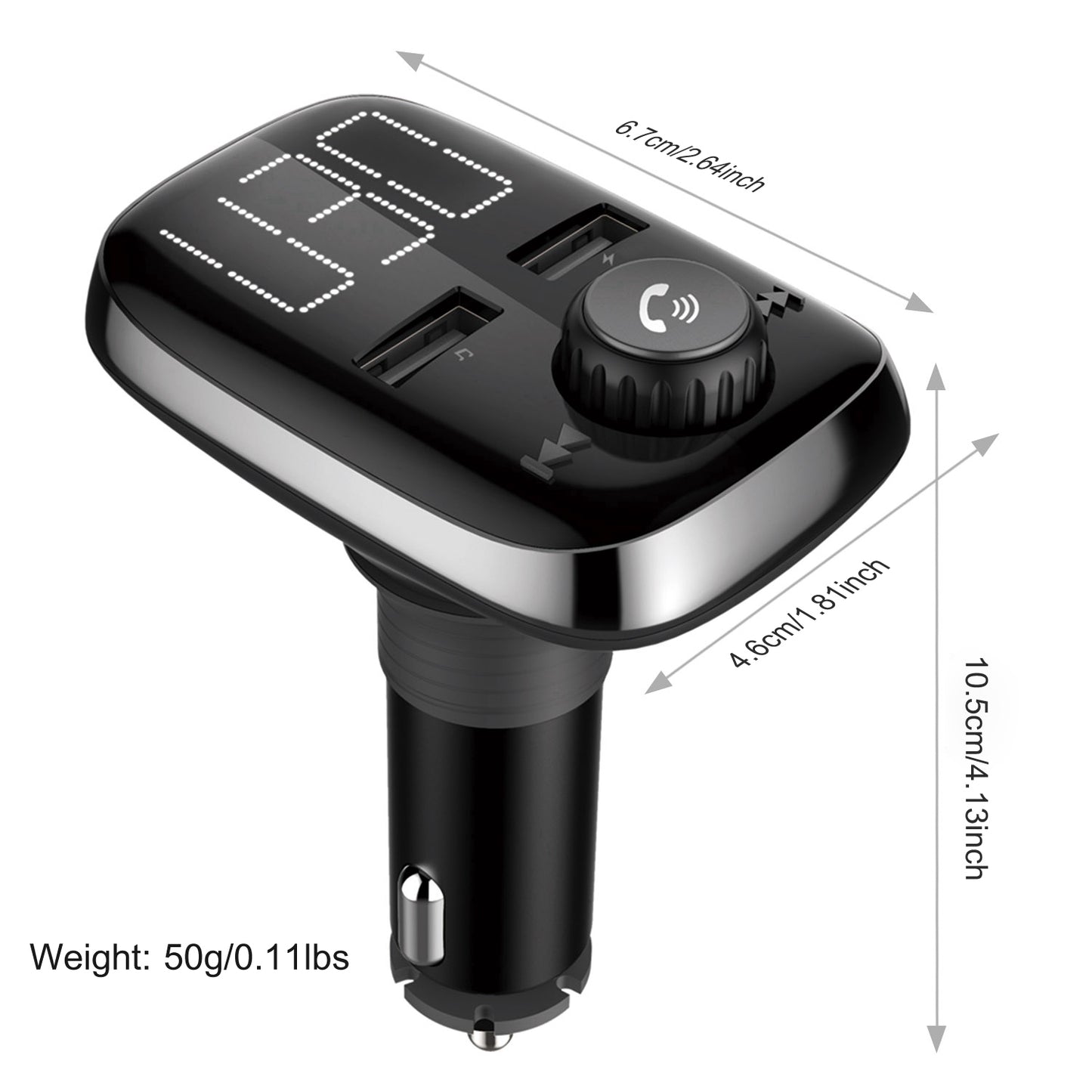 Car Wireless FM Transmitter Dual USB Charger Hand-Free Call MP3 Player