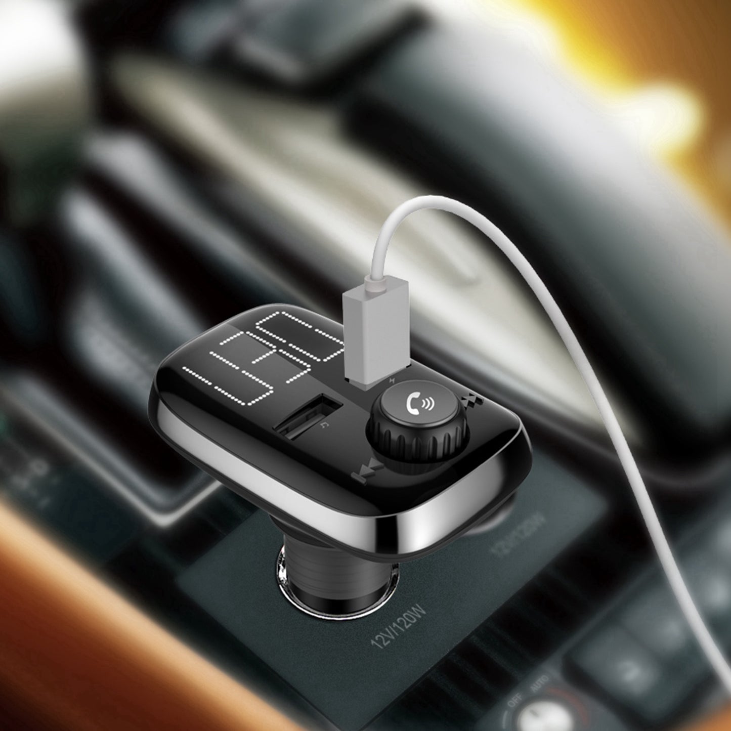 Car Wireless FM Transmitter Dual USB Charger Hand-Free Call MP3 Player