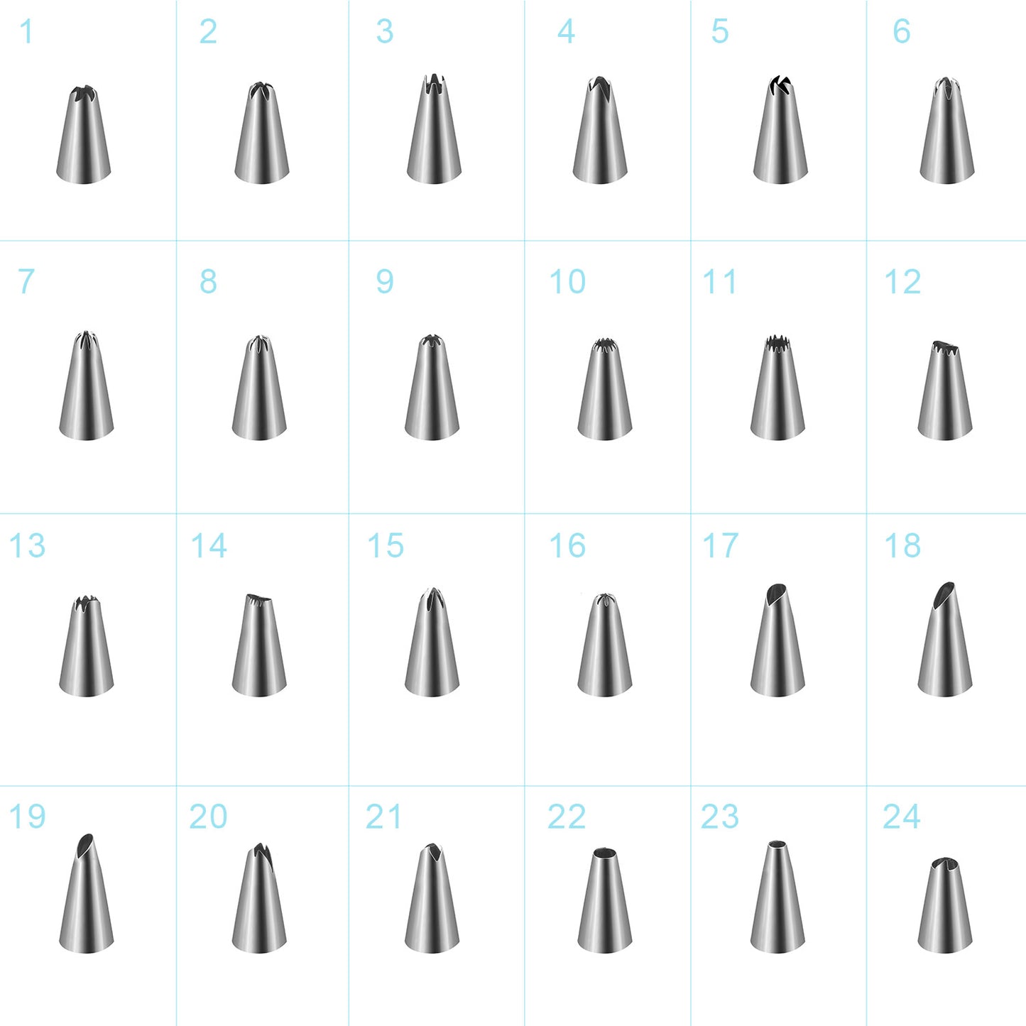 24Pcs Cake Decorating Supplies kit Stainless Steel DIY Baking Supplies Icing Tips