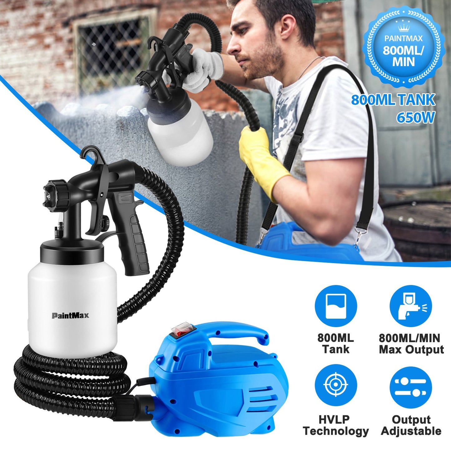 800ML Paint Spray Painter 650W Paint Sprayer Machine 800ML/Min