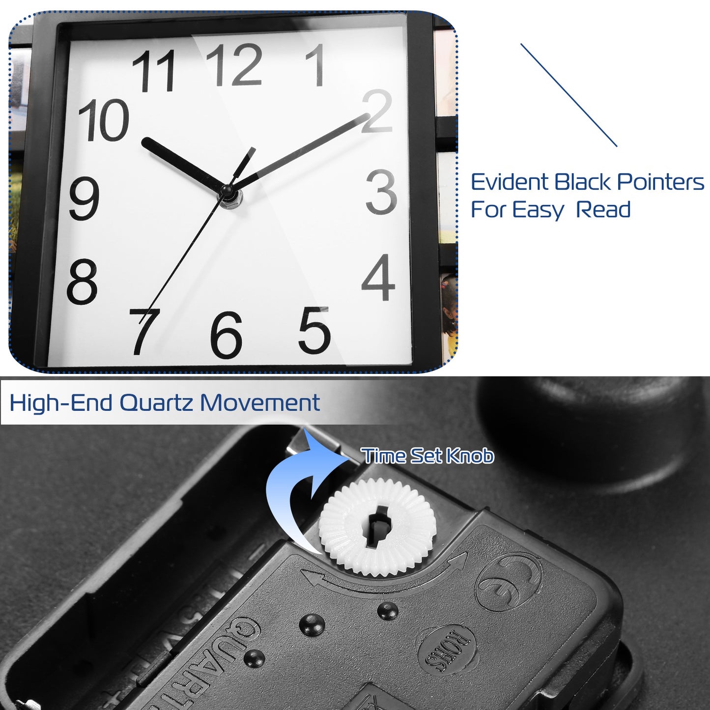 Photo Frame Clock Picture Collage 12-Picture Display Wall Clock Photowall