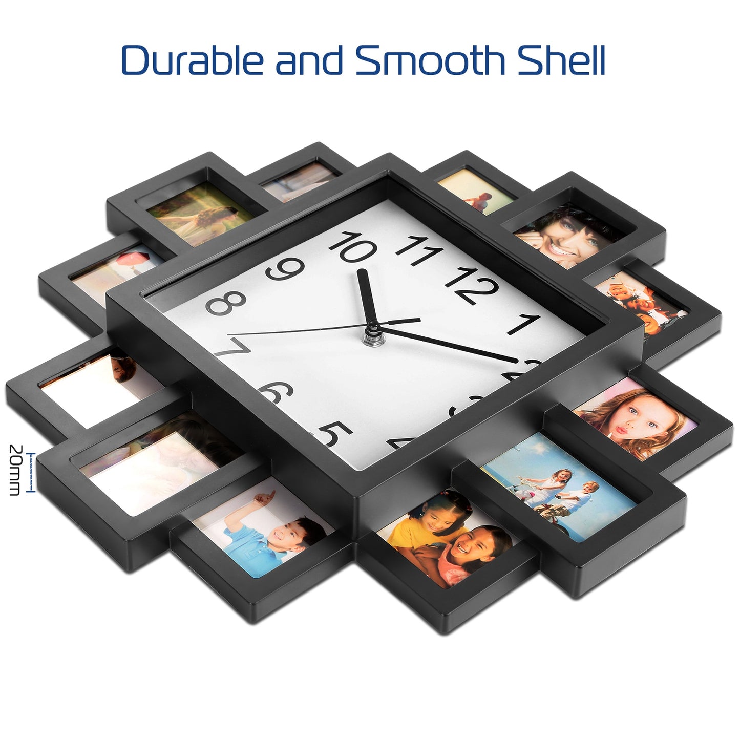 Photo Frame Clock Picture Collage 12-Picture Display Wall Clock Photowall