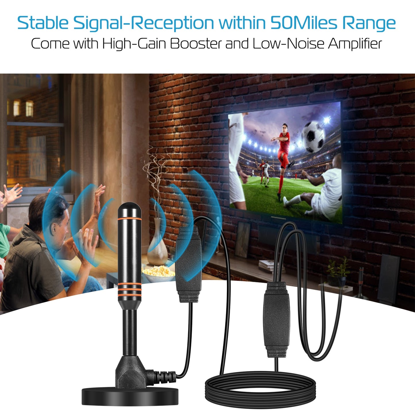 HDTV Antenna 50 Miles Amplified TV Aerial Digital UHF/VHF Antenna