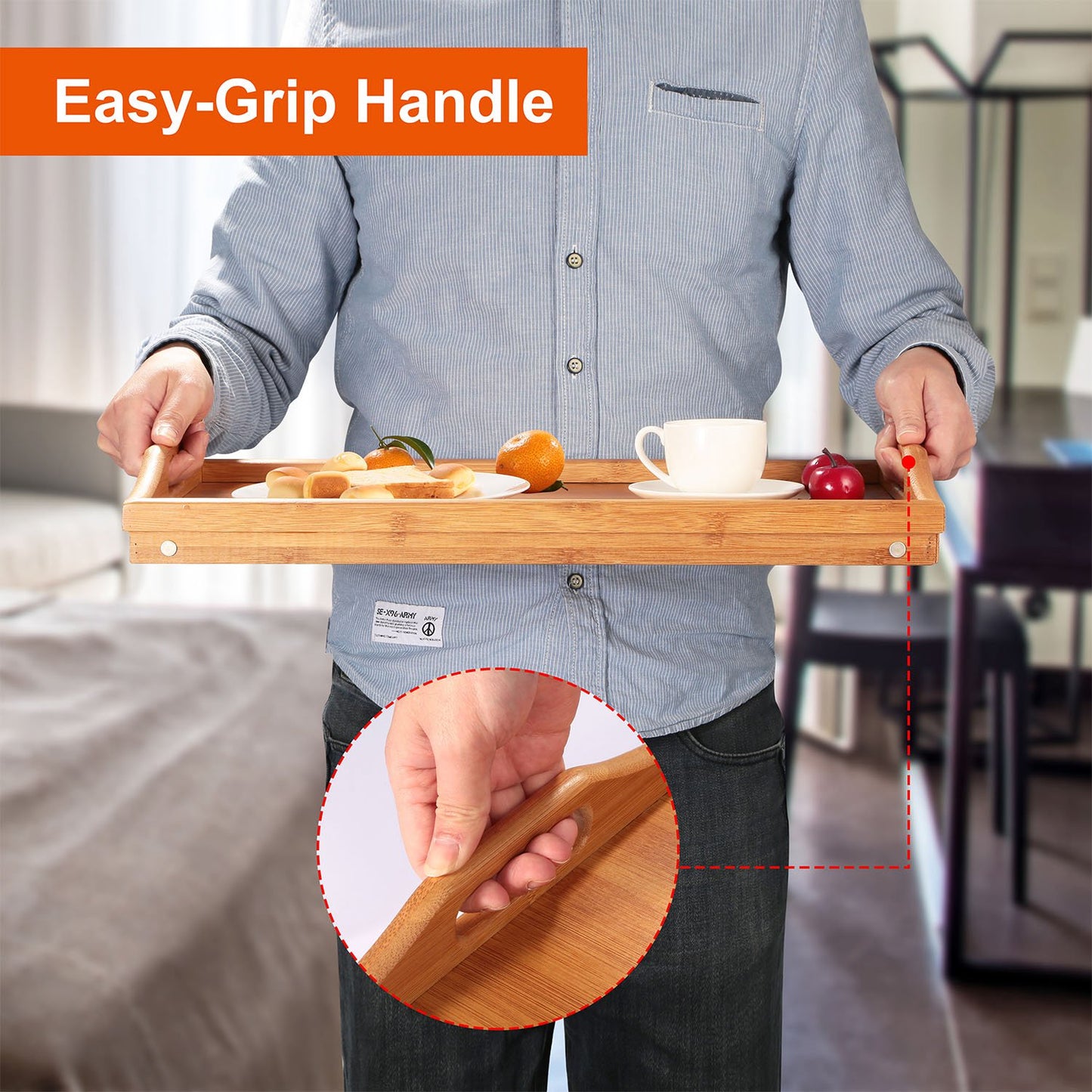Bed Tray Table Breakfast Tray Bamboo Folding Bed Table Serving Snack Tray