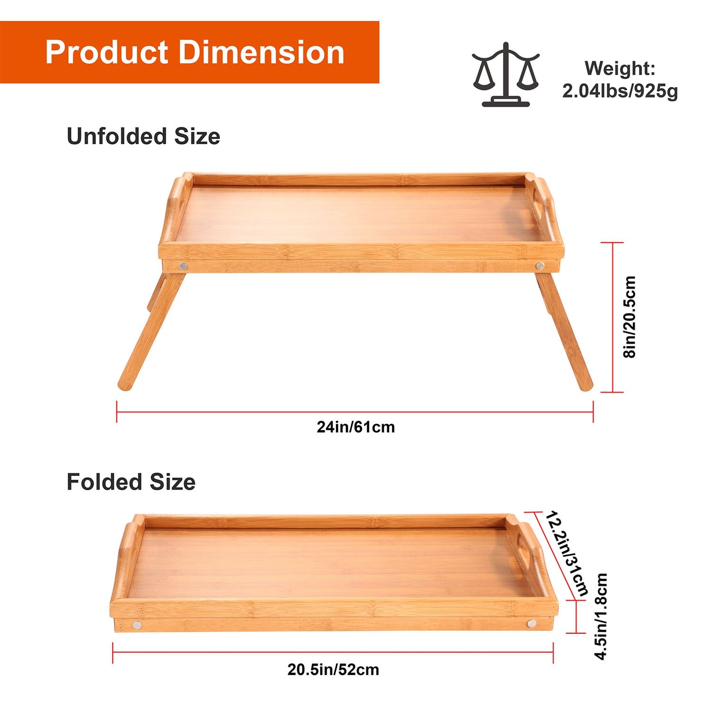 Bed Tray Table Breakfast Tray Bamboo Folding Bed Table Serving Snack Tray