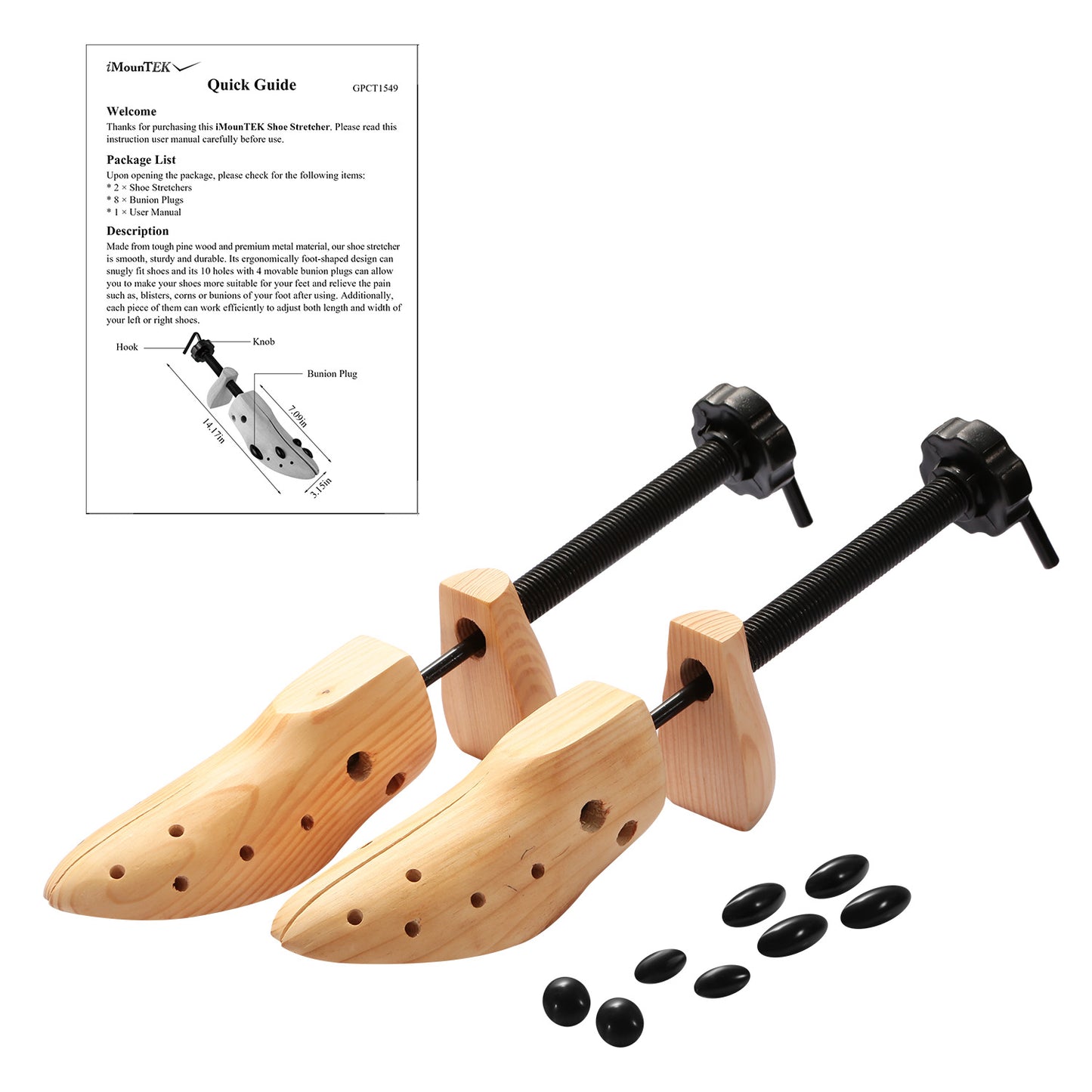 2Pcs Shoe Stretcher 2-Way Shoe Widener Expander Shoe Tree Adjustable Length