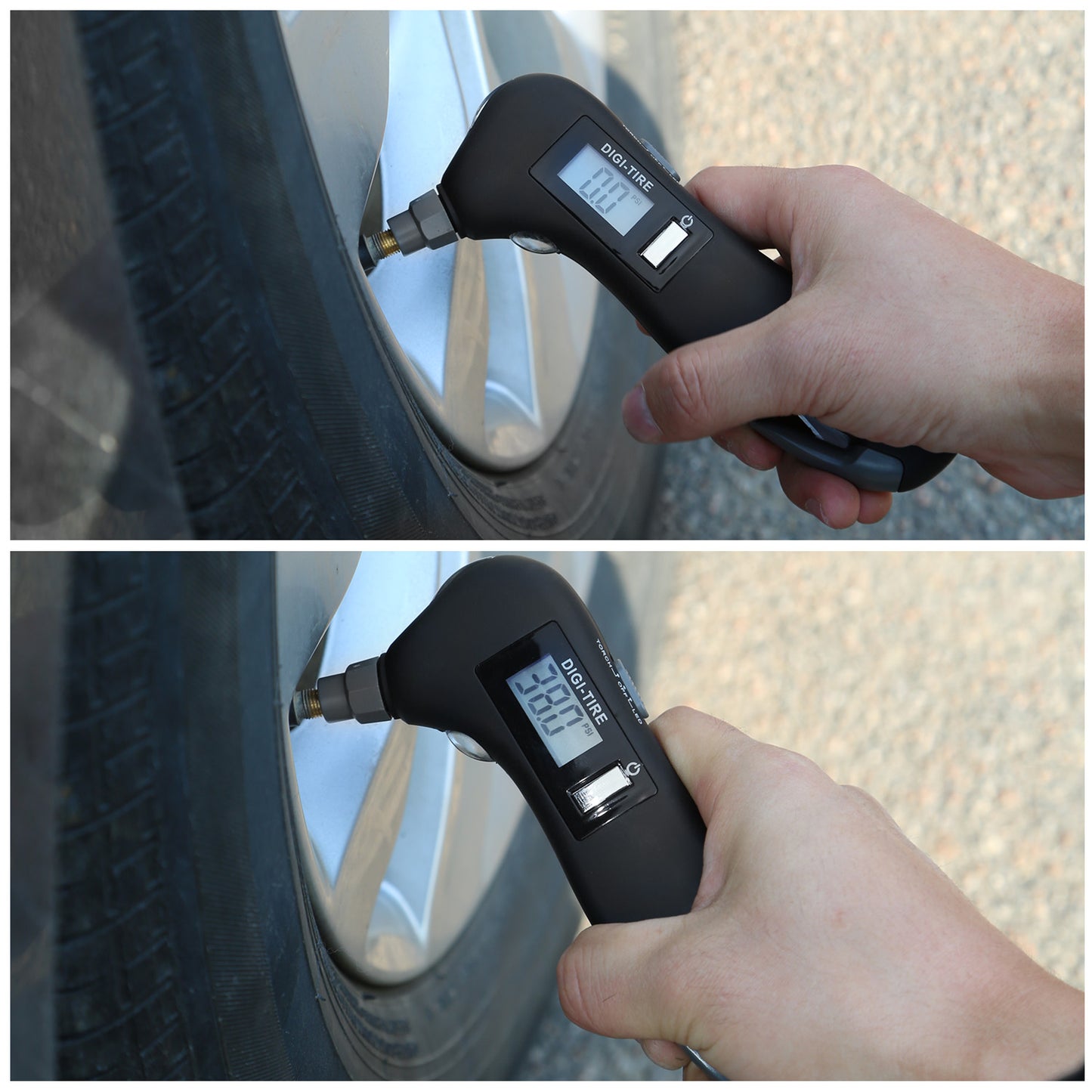 Auto Digital Tire Pressure Gauge 150 PSI 4 Settings LED Flashlight Window Breaker